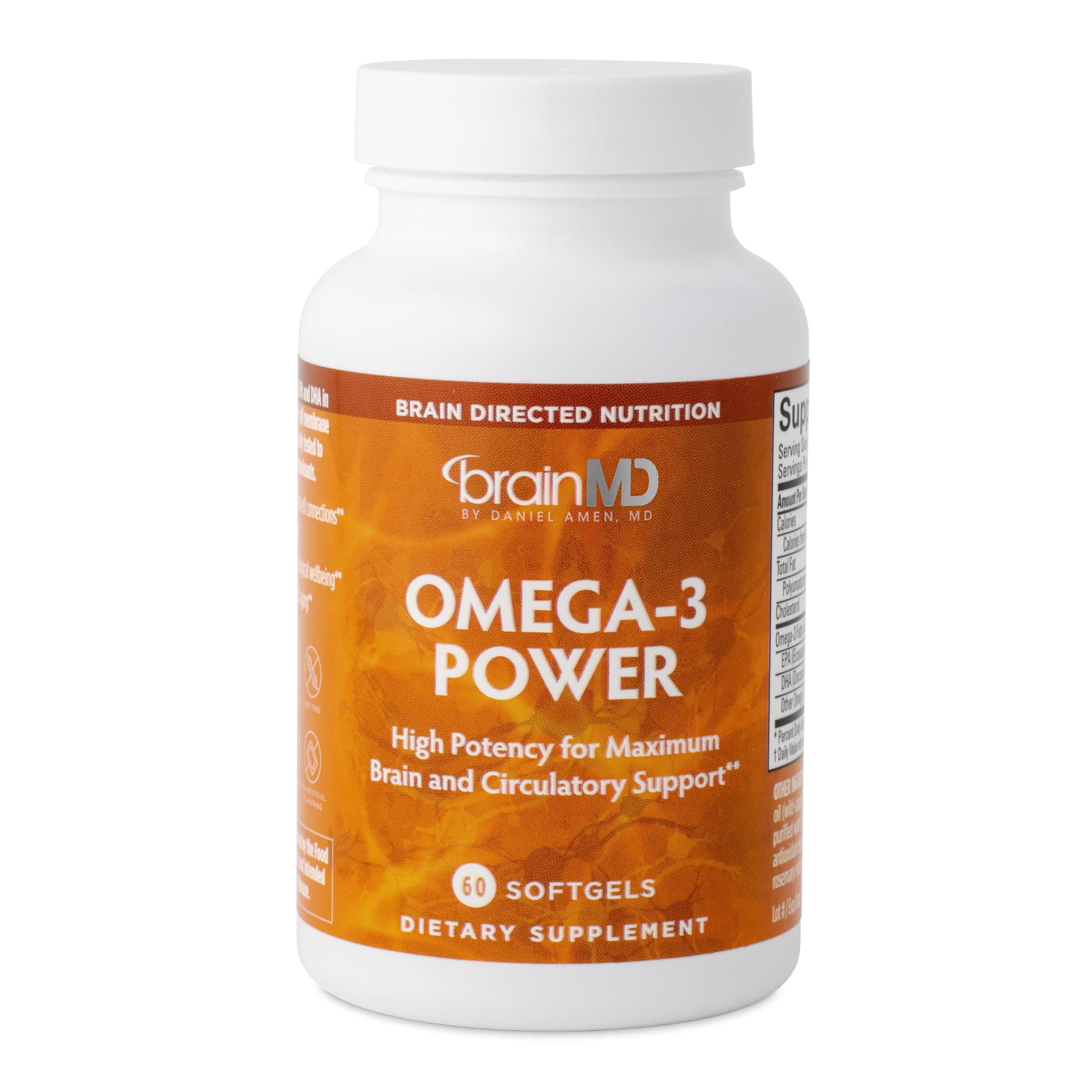 BRAINMD Dr Amen Omega-3 Power - 60 Capsules, Pack of 2 - Joint & Immune Support Supplement - Contains DHA & EPA - Gluten Free - 60 Total Servings