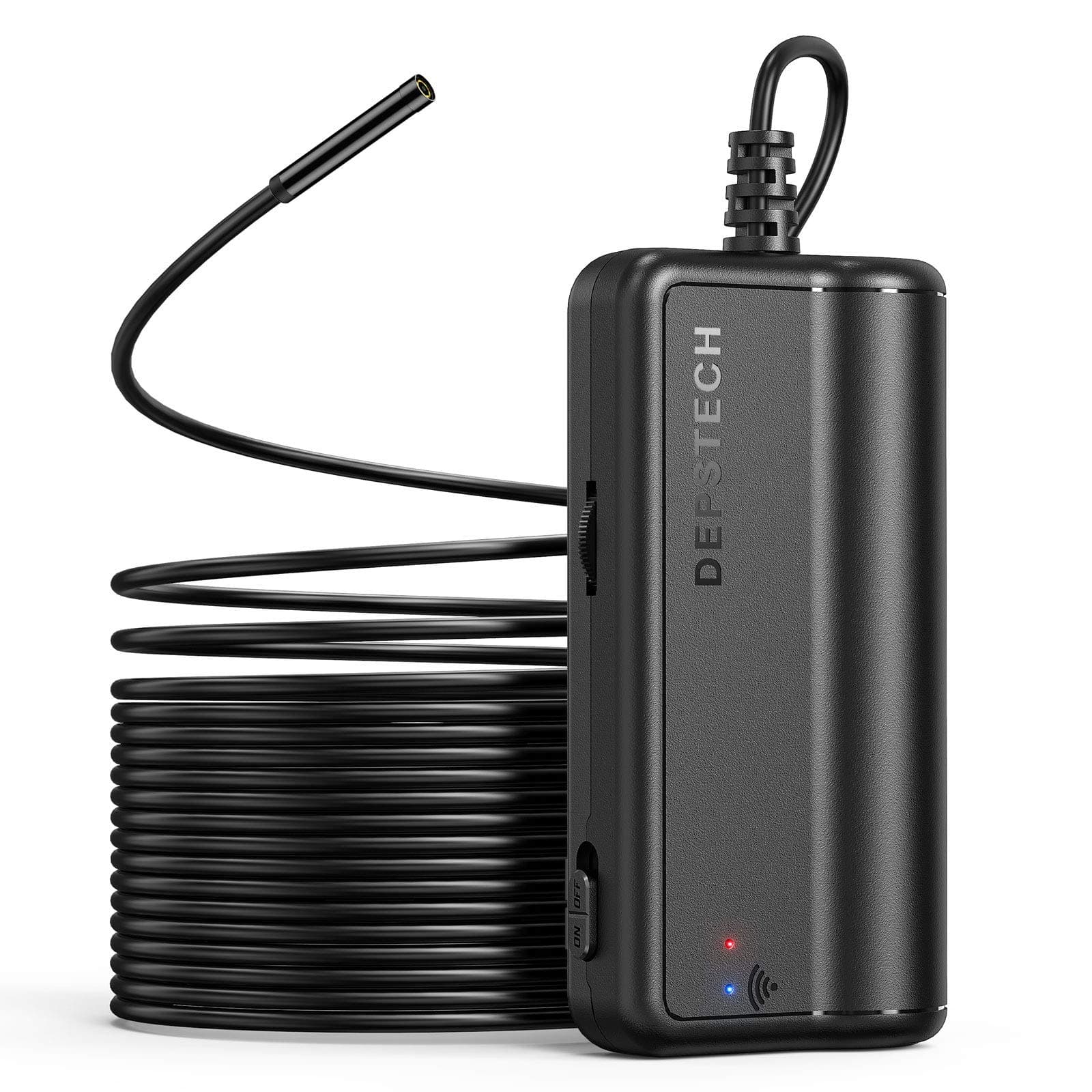 DEPSTECH Wireless Endoscope, 5.5mm WiFi Borescope With 2200 mAh Battery, 1080P HD Semi-Rigid Snake Camera for iPhone, Android, Tablet, Sewer Drain Pipeline Inspection (16.5FT)
