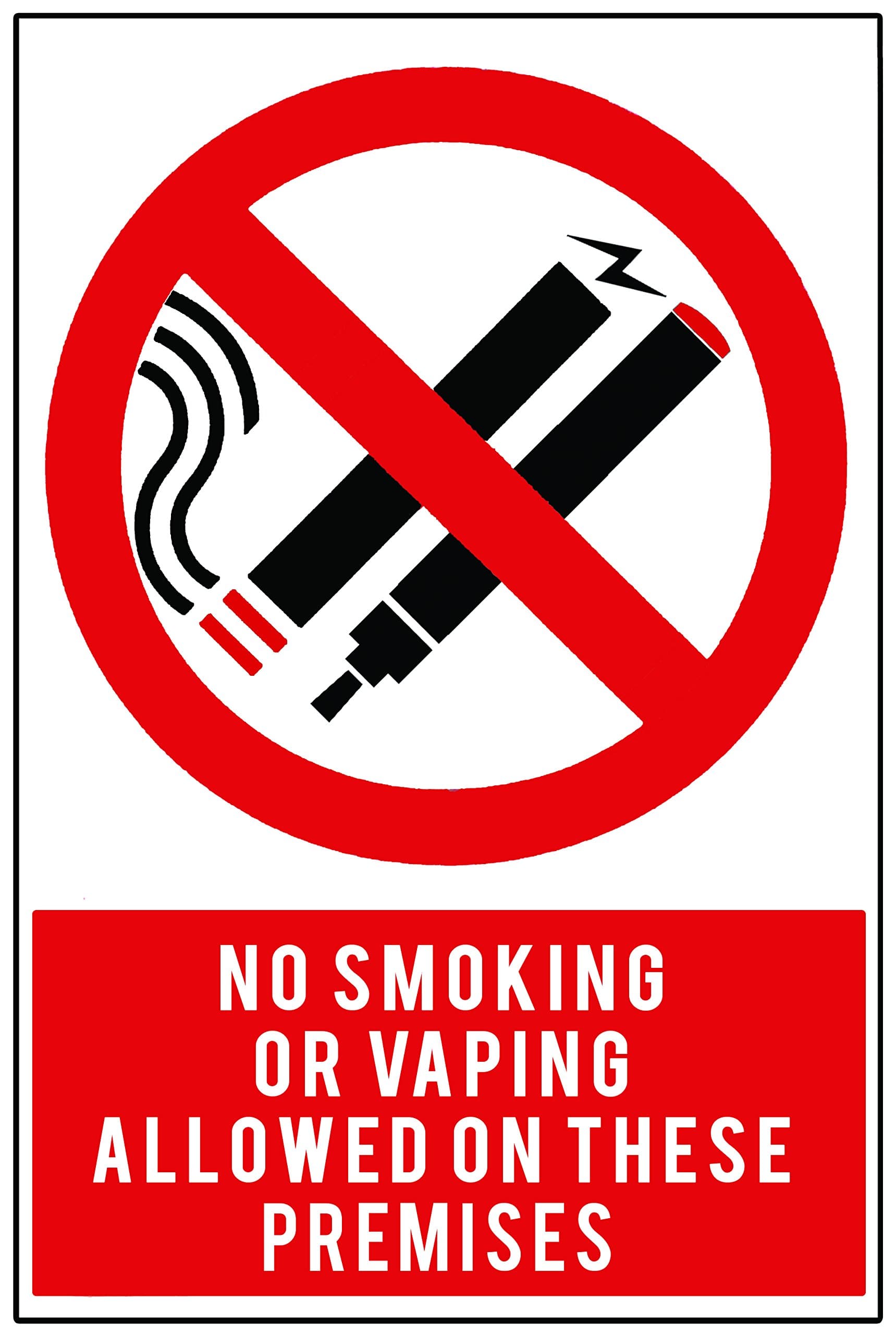 No Smoking or Vaping Warning Safety Sign Sticker (Pack of 2)