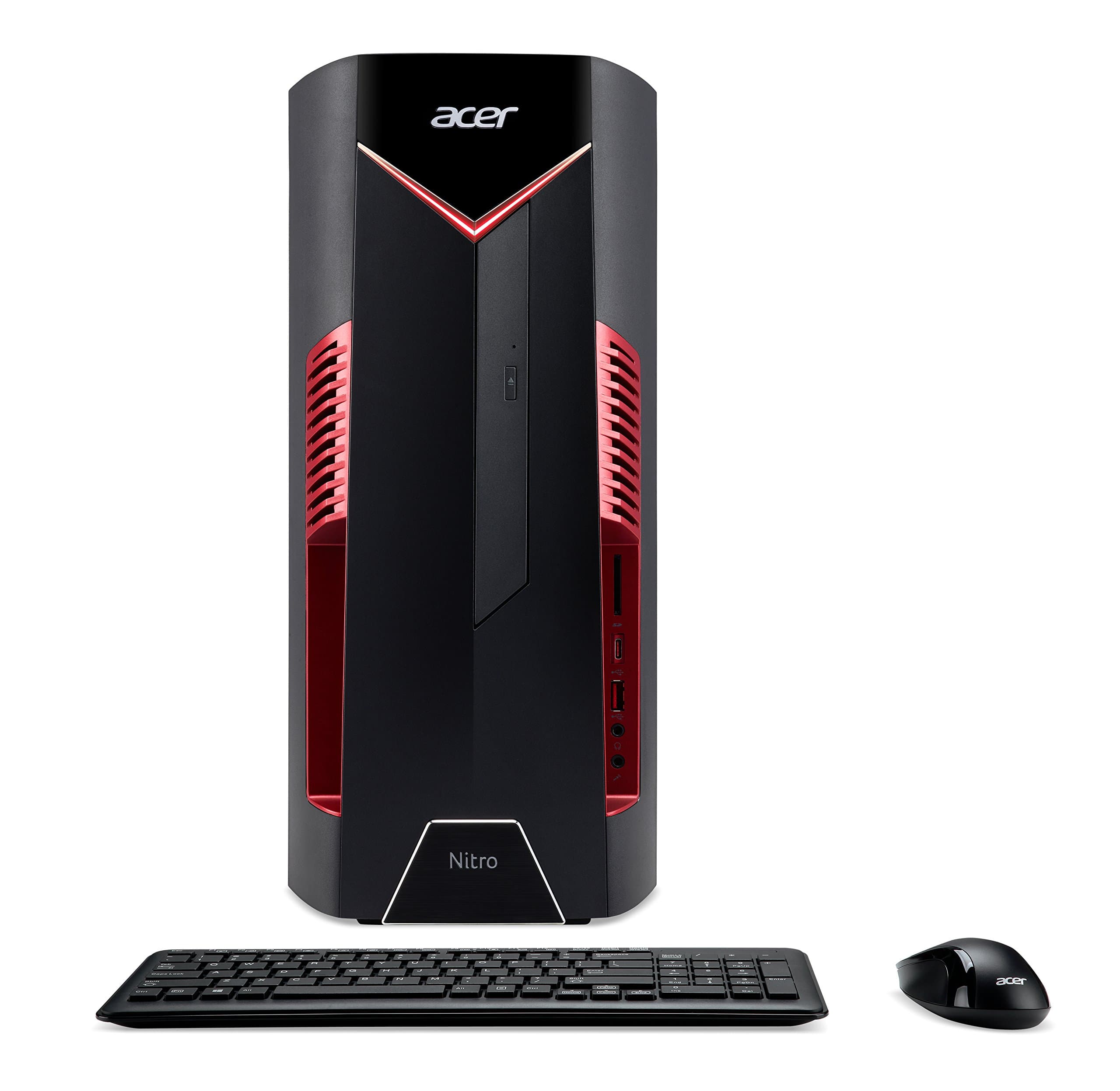 Acer Nitro N50-600 Gaming PC - (Intel Core i7-8700, 8GB RAM, 256GB SSD and 1TB HDD, Nvidia GeForce GTX 1660Ti, DVD/RW, Wireless Keyboard and Mouse, Windows 10, Black/Red)