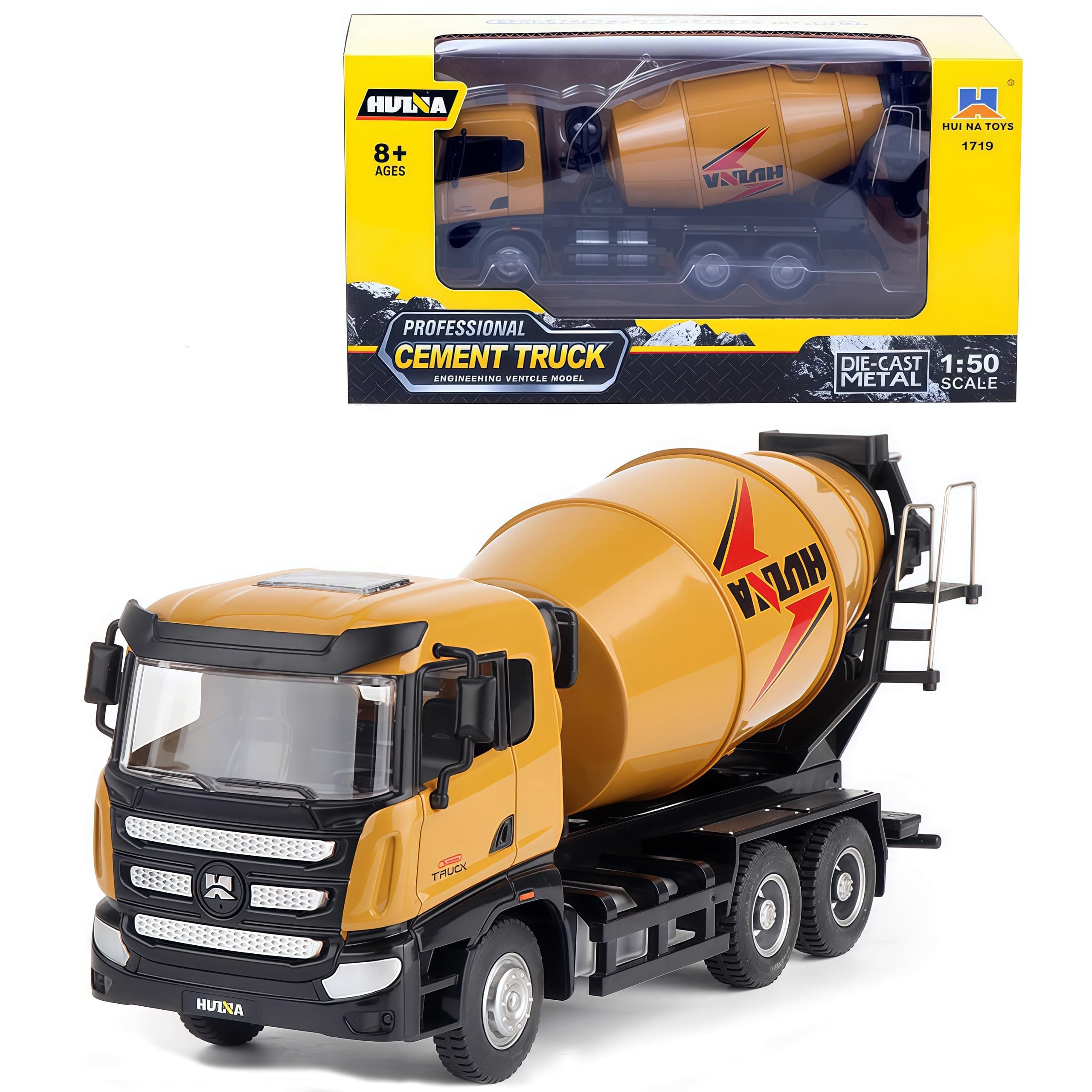 Gemini&Genius Construction Vehicle Cement Truck Toy for Kids, Heavy Duty Cement Mixer Truck for Pretend Play, 1/50 Scale Diecast Alloy Vehicles Toy for Kids