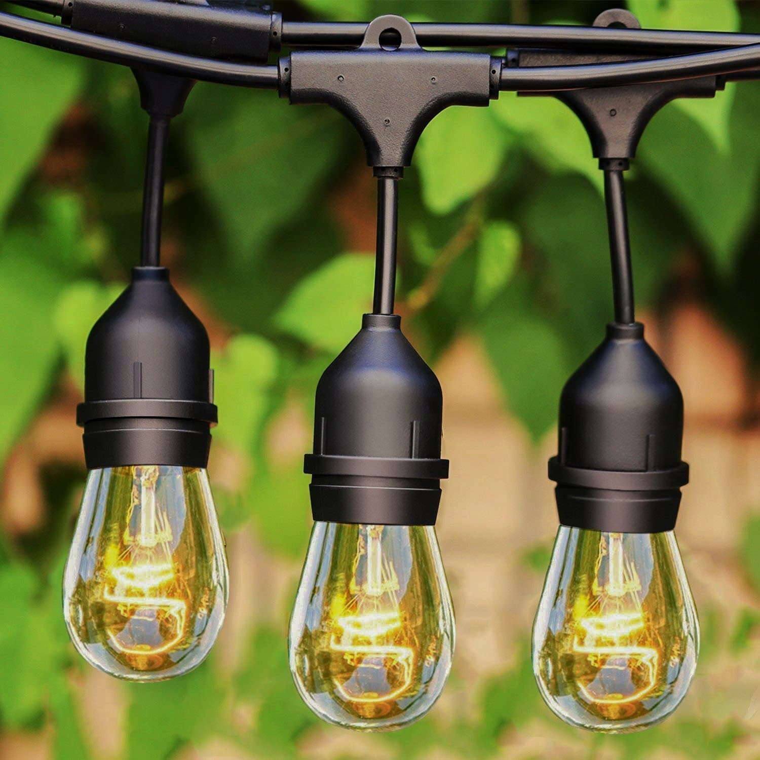 Waterproof String Light Hanging Strand Light Vintage E27 33FT Outdoor Fairy Light Wedding Party Cafe Porch Patio Garden 12 Socket（Bulbs are NOT Included）