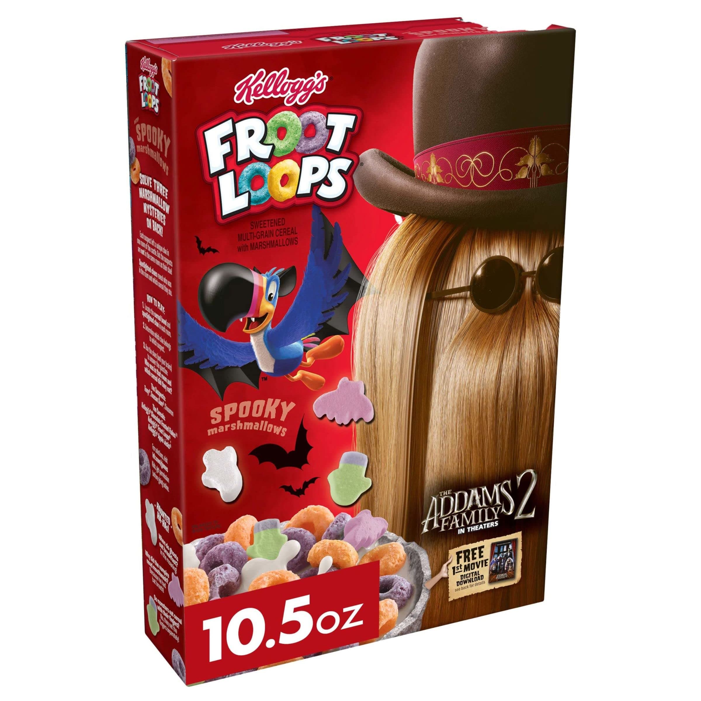 Froot Loops Breakfast Cereal with Marshmallows, Fruit Flavored, Halloween Snacks, Original with Spooky Marshmallows, 10.5oz Box (1 Box)