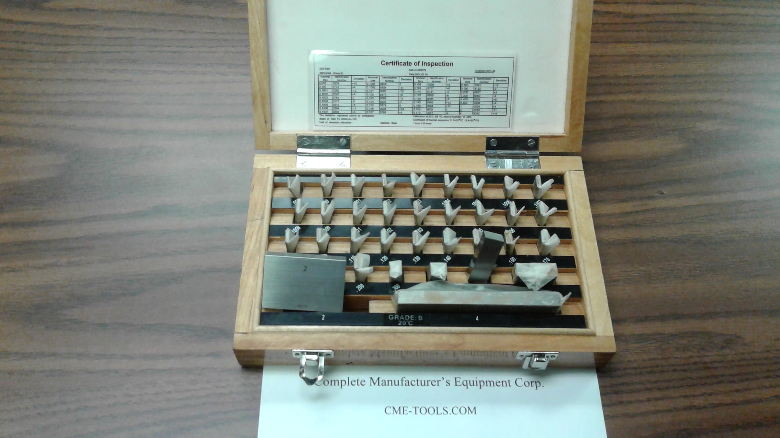 36 PCS Precision GAGE Block Set W. NIST Equivalent Certificate,Grade B, 702-36B