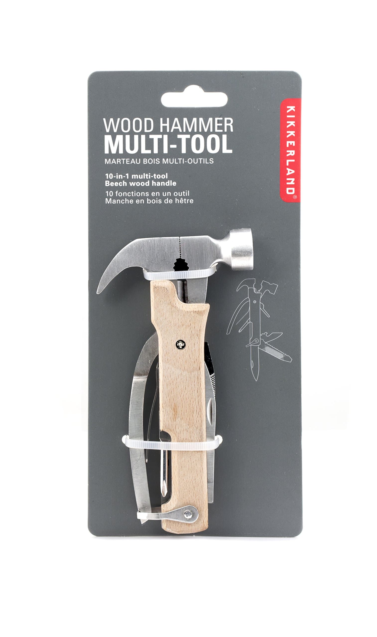10 in 1 Hammer Multi Tools Kit Made with Stainless Steel and Beech Wood Handle, Convenient and Handy