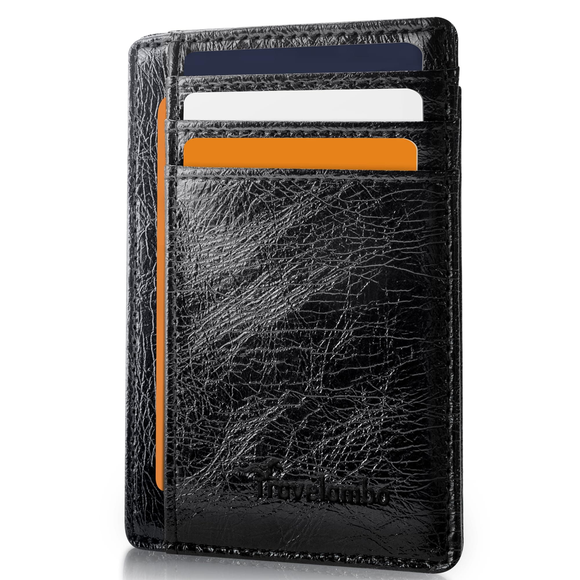 Travelambo Slim Wallet Front Pocket Minimalist Leather RFID Blocking Medium Size