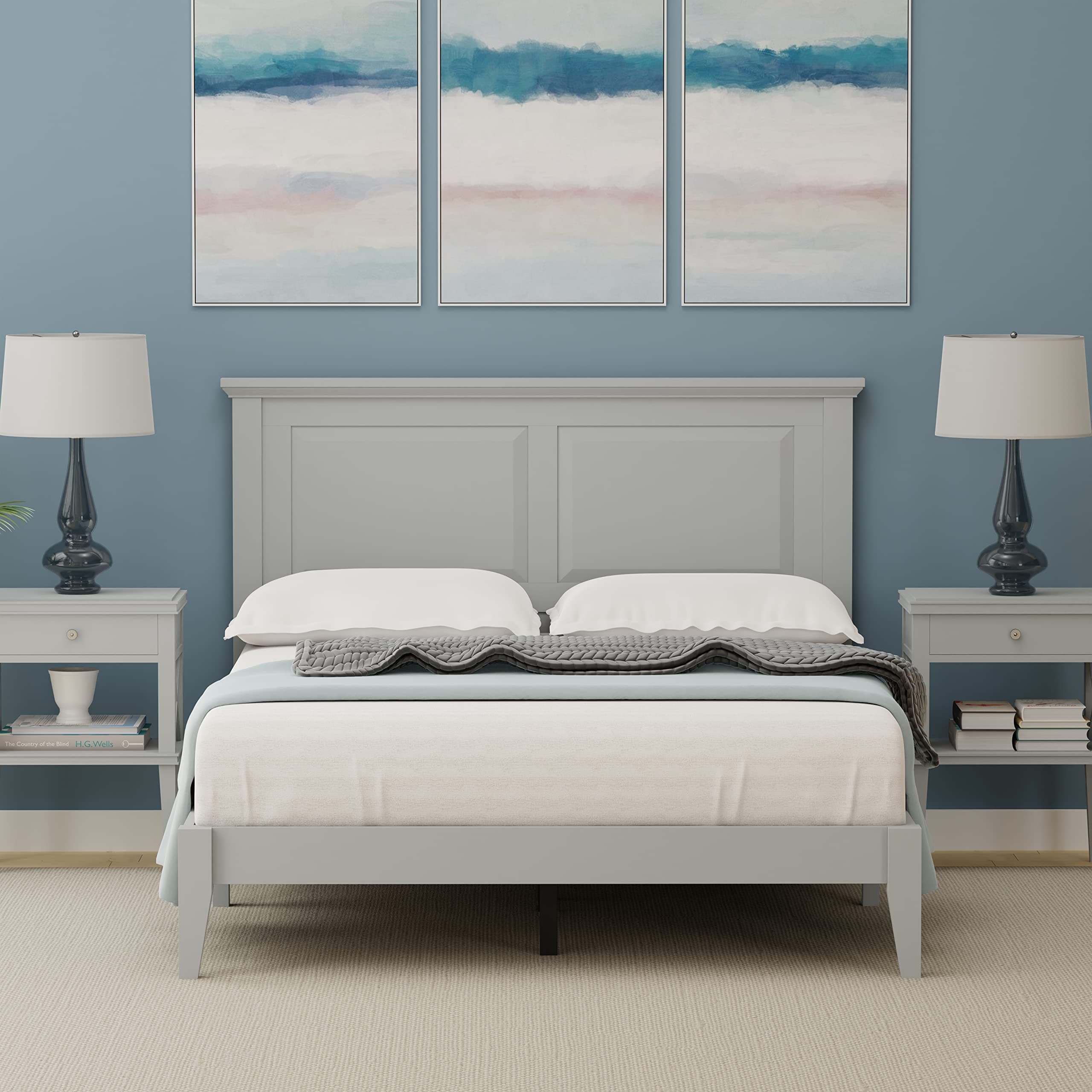 Glenwillow Home Cottage Style Solid Wood Platform Bed in Full - Ultimate Grey