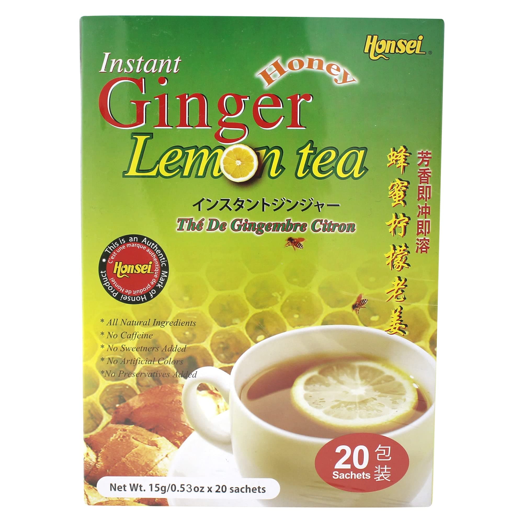 Instant Honey Lemon Ginger Tea (20s x 15g) 300g - perfect harmony of Ginger, Honey and Tea with a hint of citrusy lemon. (Ginger Lemon)