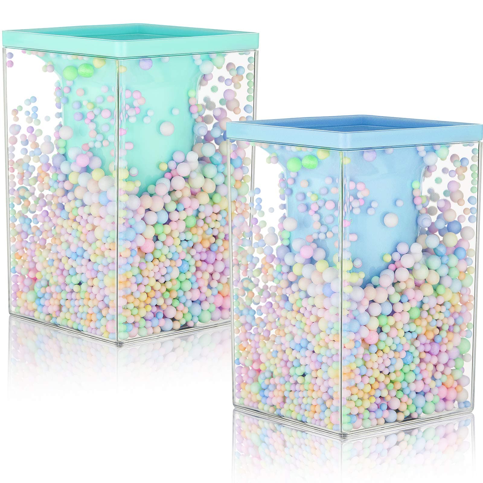 Zonon 2 Pieces Cute Bubble Pen Holder Multi-Purpose Desktop Organizer Stationery Makeup Brush Storage Holder with Colored Bubble Ball for Kids Teens (Blue and Green)