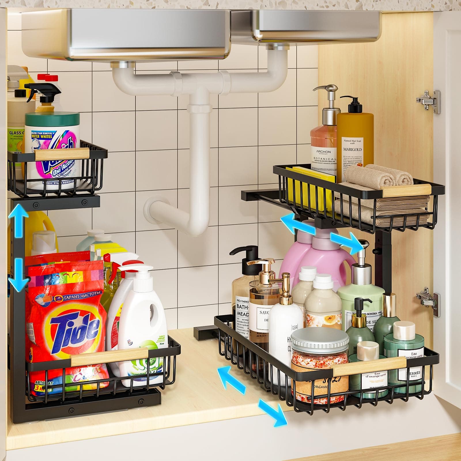5 Heights Adjustable Under Sink Organizer
