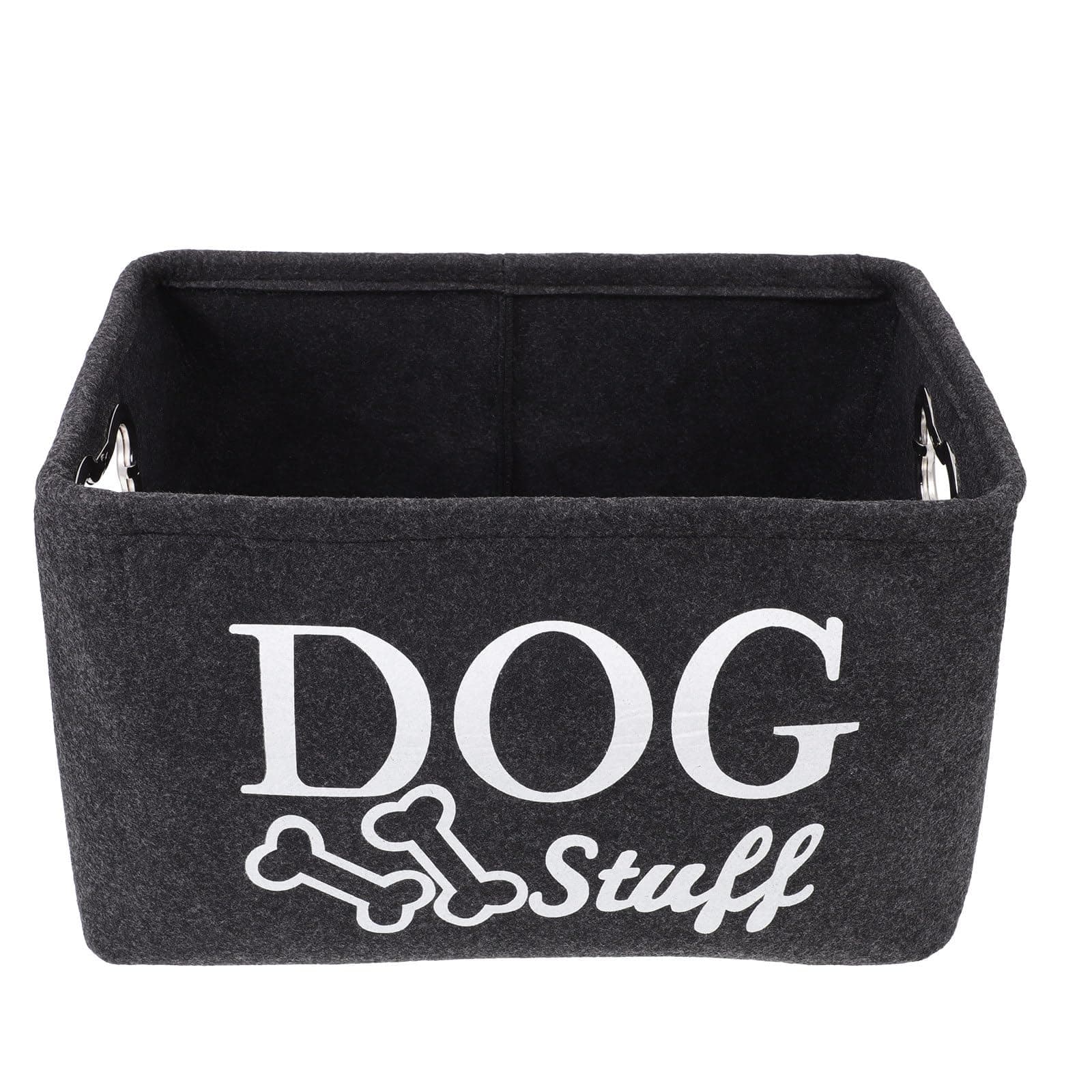 POPETPOP Rectangular Dog Toy Storage Bin with Handles, Felt Organizer Pet Supplies Storage Basket for Organizing Pet Toys and Accessories