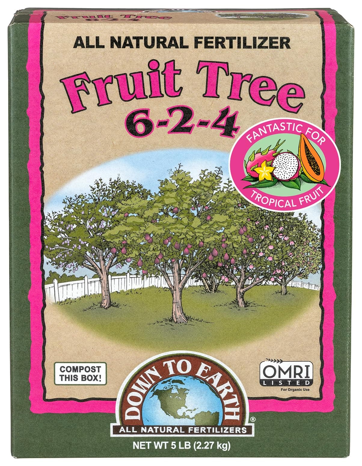 Down to Earth Organic Fruit Tree Fertilizer Mix 6-2-4, 5lb