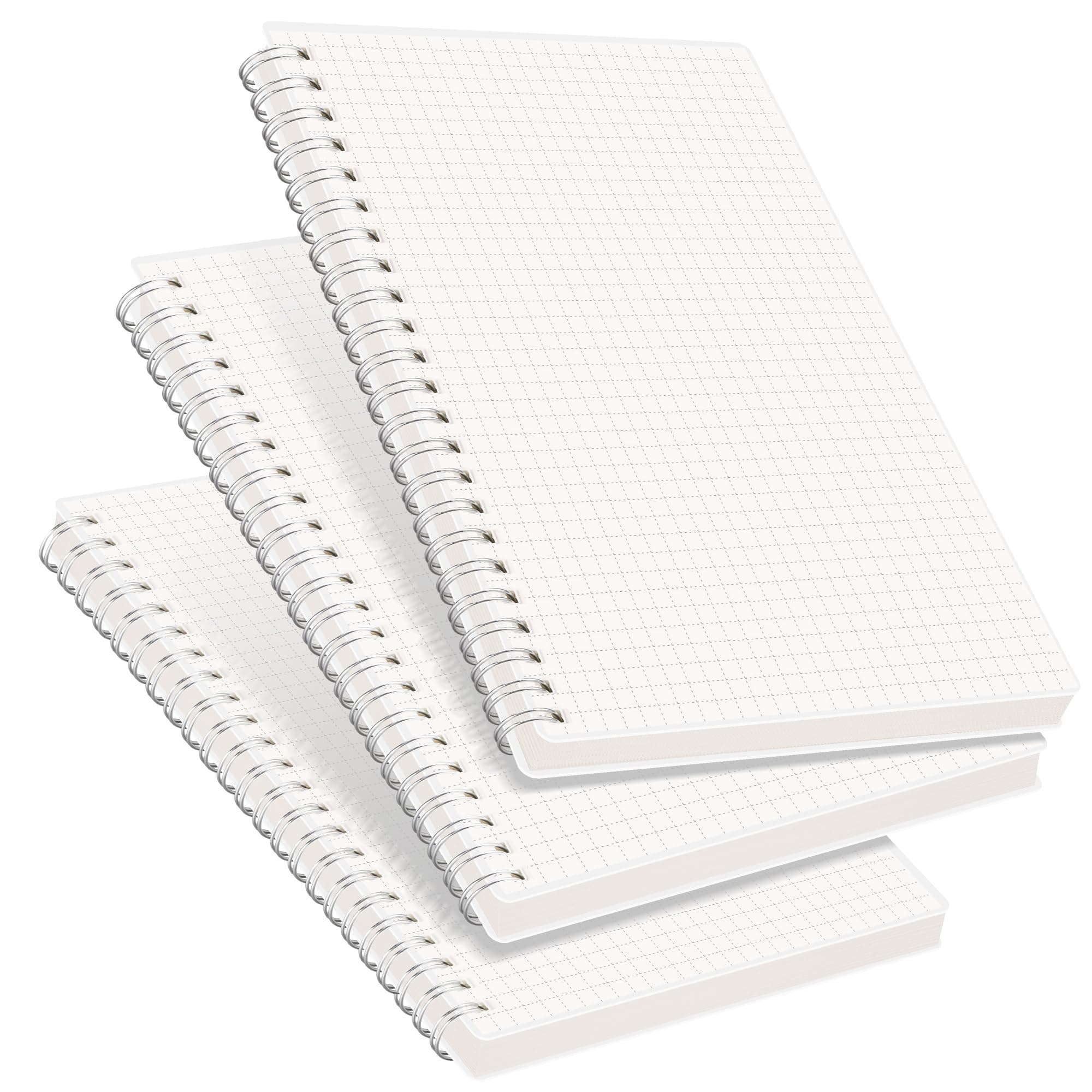 RETTACY Graph Grid Paper Notebook, 3-Pack, 160 Pages per Pack, A5 Medium Size (5.7'' × 8.3''), 100 GSM Thick Paper, Spiral-bound, Flexible Plastic Cover, for Students, Homework, Math, Engineering