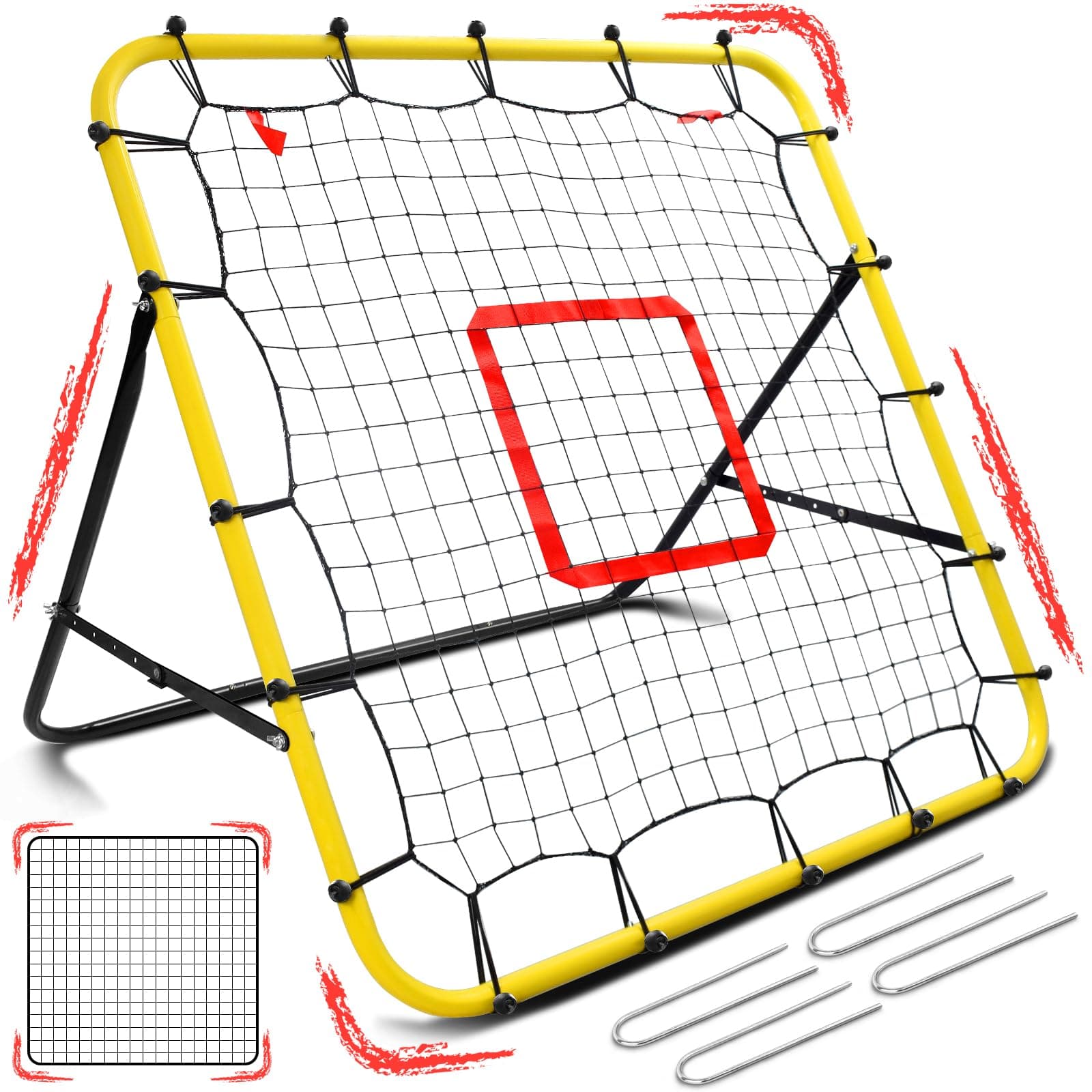 Soccer Rebounder Bounce Back Net,Baseball Rebounder Net, Adjustable Angle All Ages Volleyball Rebounder Training Equipment, Soccer Themed Gifts for Backyard Soccer Practice