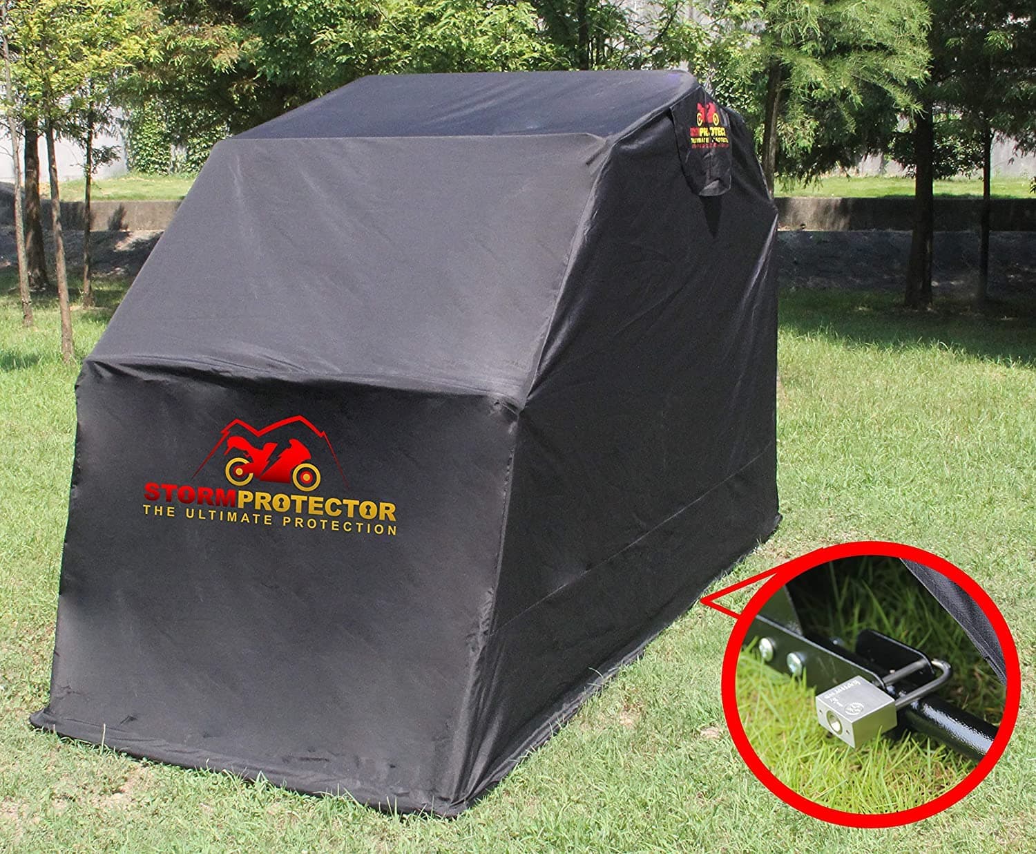 StormProtector® Motorcycle and Quad Folding Garage - Extra Large Size - Motorcycle Shelter Cover Tent for Chopper Motorcycles & Quads (XL)