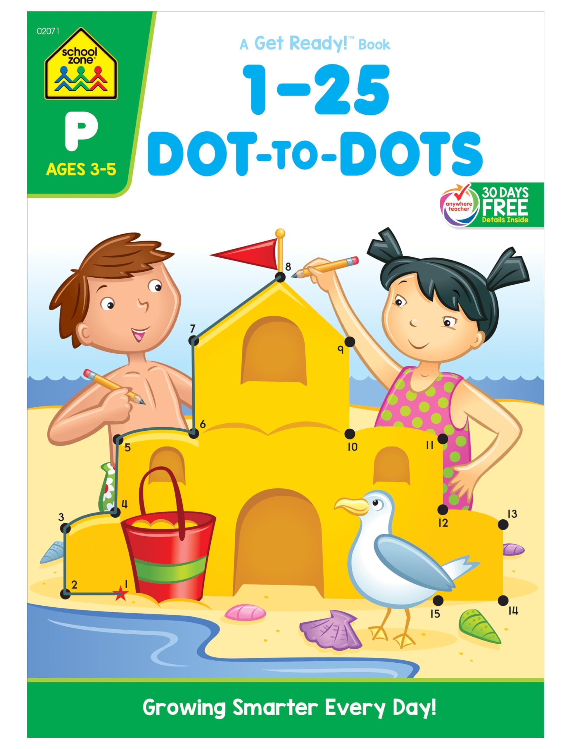 School Zone - Numbers 1-25 Dot-to-Dots Workbook - 32 Pages, Ages 3 to 5, Preschool, Kindergarten, Connect the Dots, Numbers, Numerical Order, Counting, and More (School Zone Get Ready! Book Series)