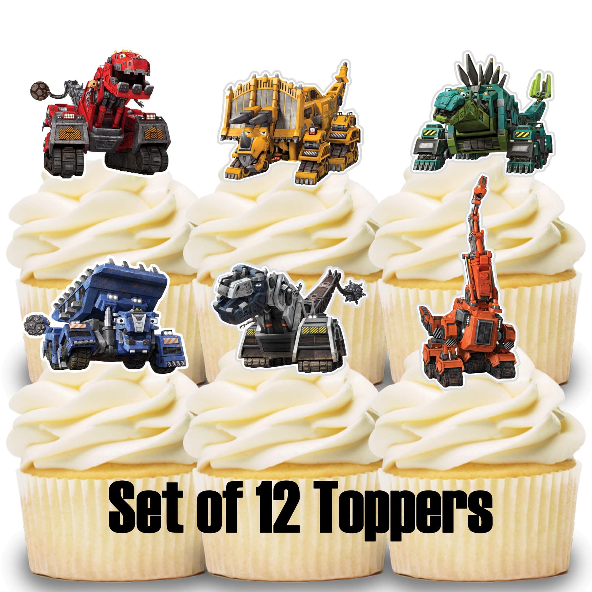 12 Cupcake Toppers Dinotrux