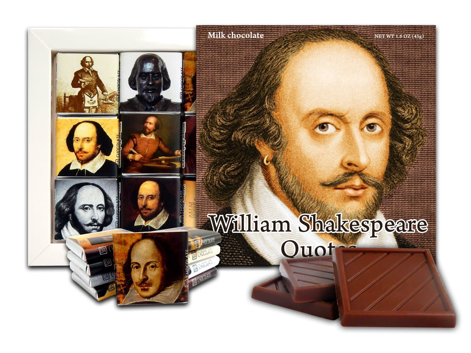 DA CHOCOLATE Cute Candy WILLIAM SHAKESPEARE QUOTES Chocolate Gift Set 5x5in 1 box (Shakespeare 0414)