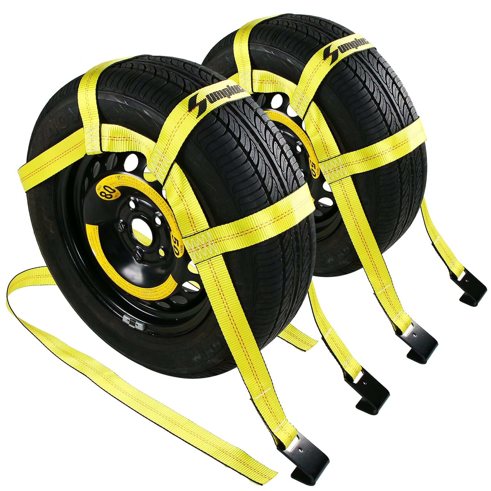 Tow Dolly Basket Straps with Flat Hook-2 Pack,Car Wheel Strap Tire Bonnet Net Fits 14"-19" Tires Auto Universal Vehicle Car Dolly Ropes Accessories