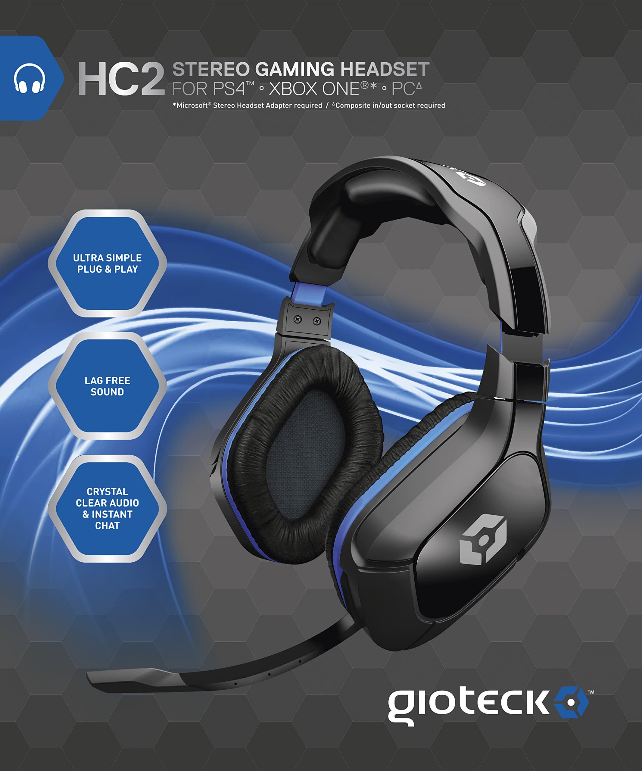 Gioteck HC-2 Wired Stereo Headset for PS4, Xbox One, PC and Mobile