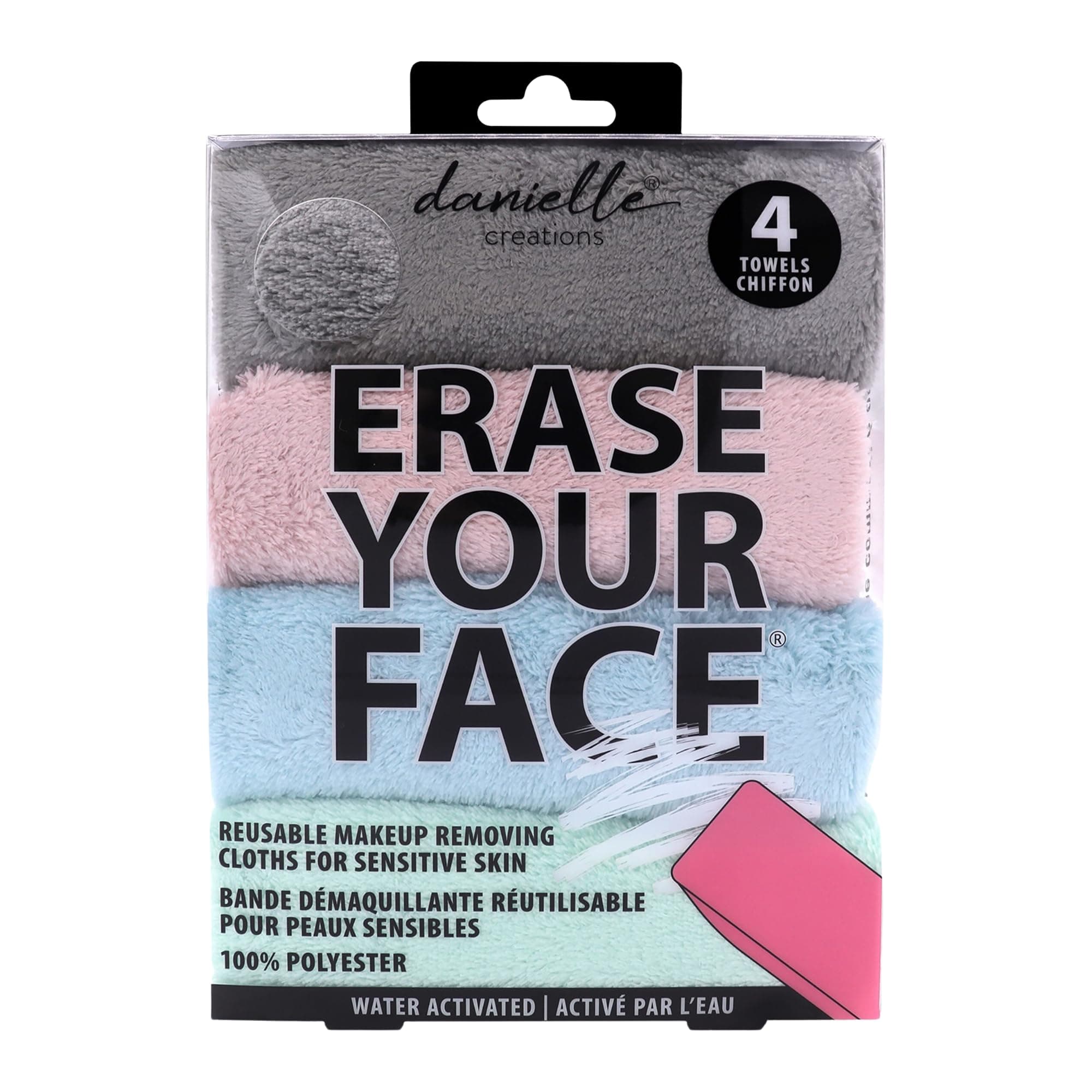 Erase Your Face Reusable Make Up Remover Cloths 4 Pack Pastel