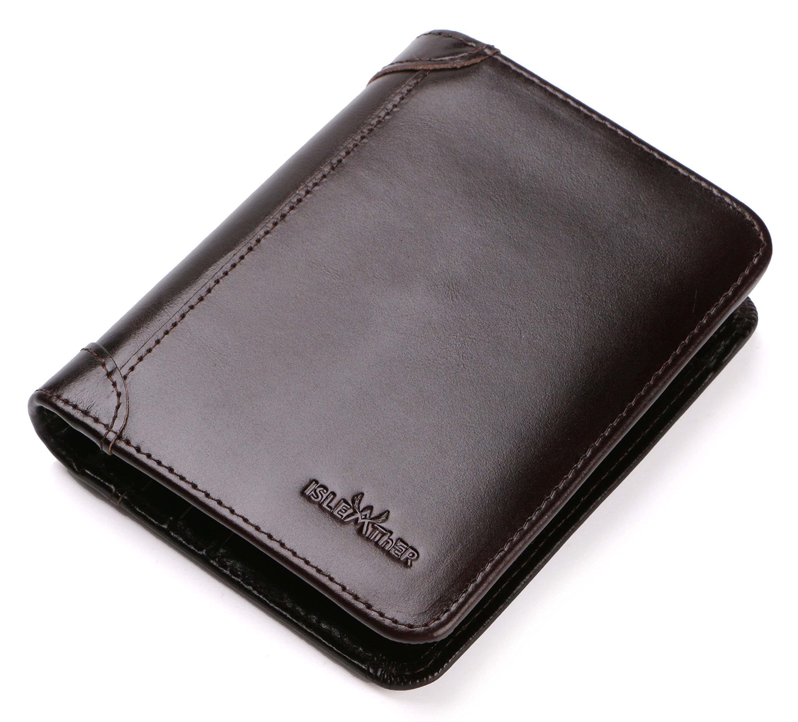 RFID Blocking Trifold Bifold Slim Extra Capacity Genuine Leather Wallet for Men