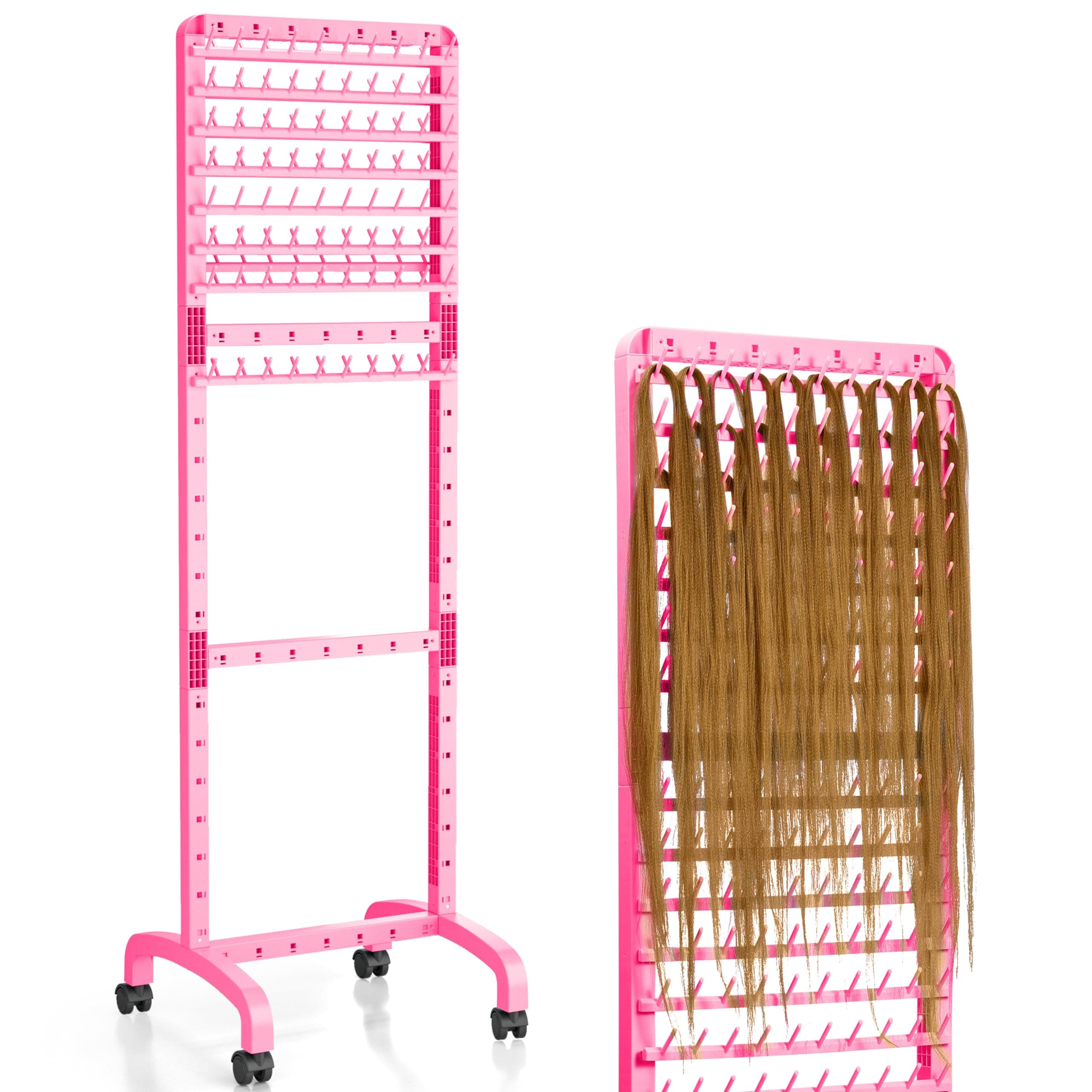 – Adjustable Braiding Rack with 160 Pegs, 2-sided Braid Rack with Wheels for Standing Braiders and Hairstylists