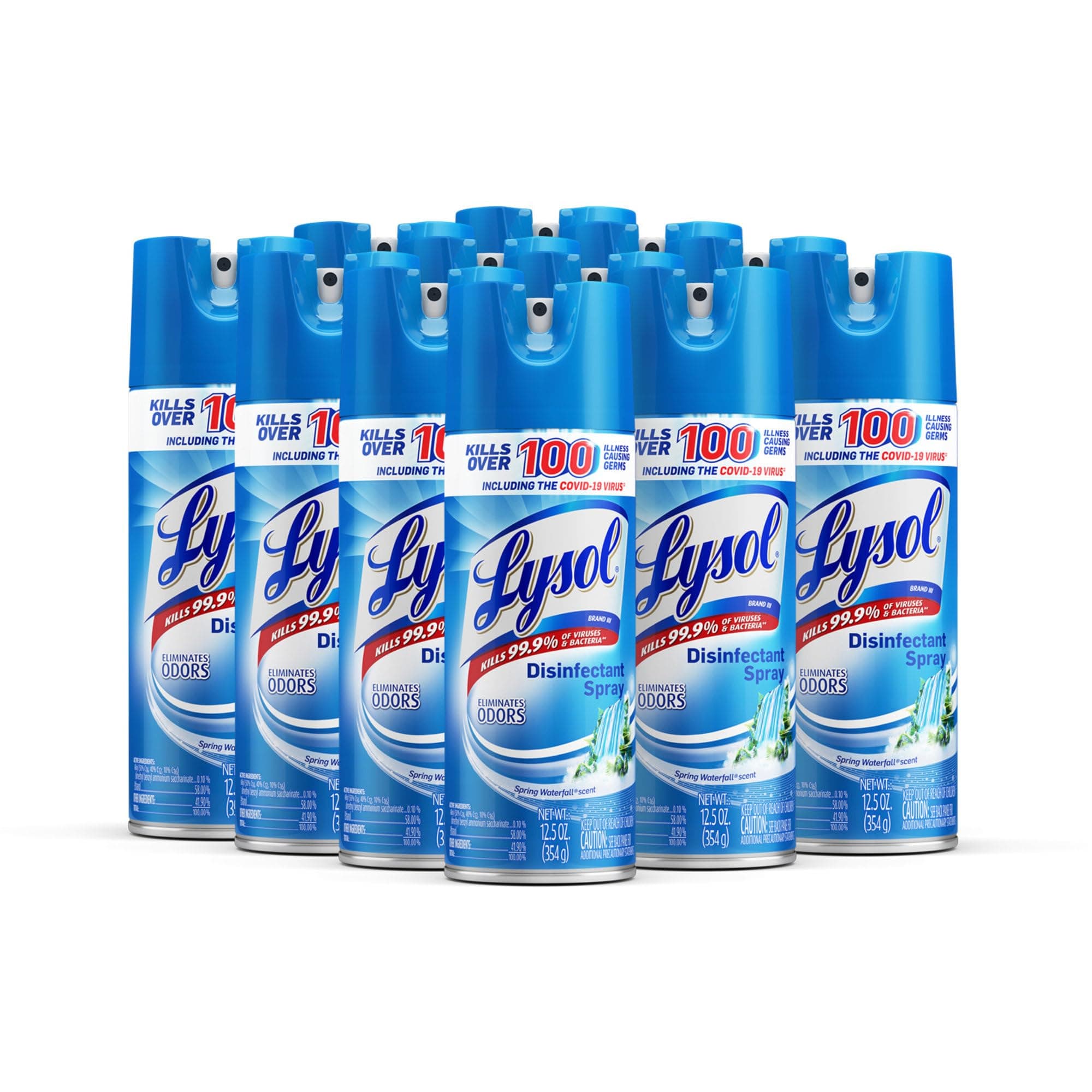 Lysol® Disinfectant Spray - Spring Waterfall 12.5 oz, Case of 12 Cans