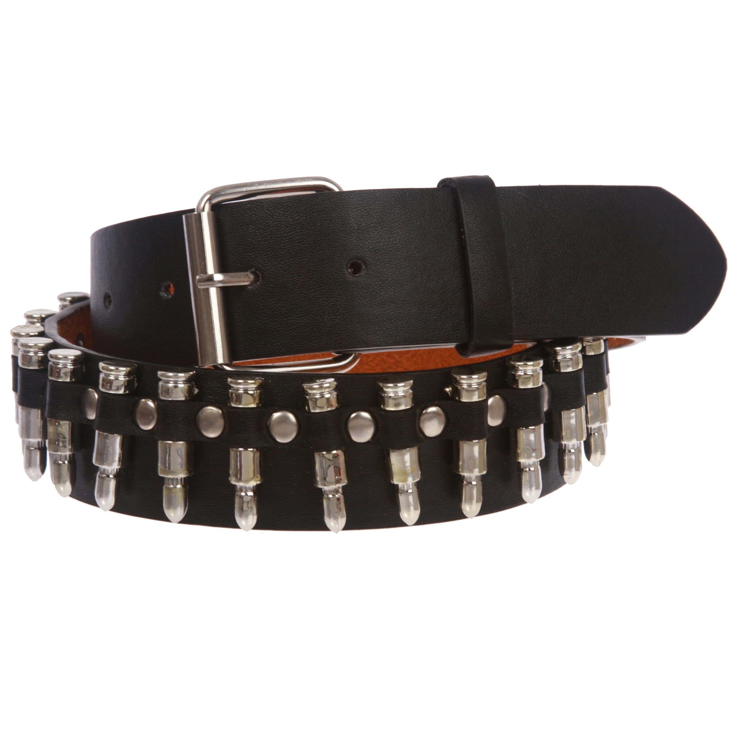 BeltiscoolSnap On Imitation Bullets Leather Belt