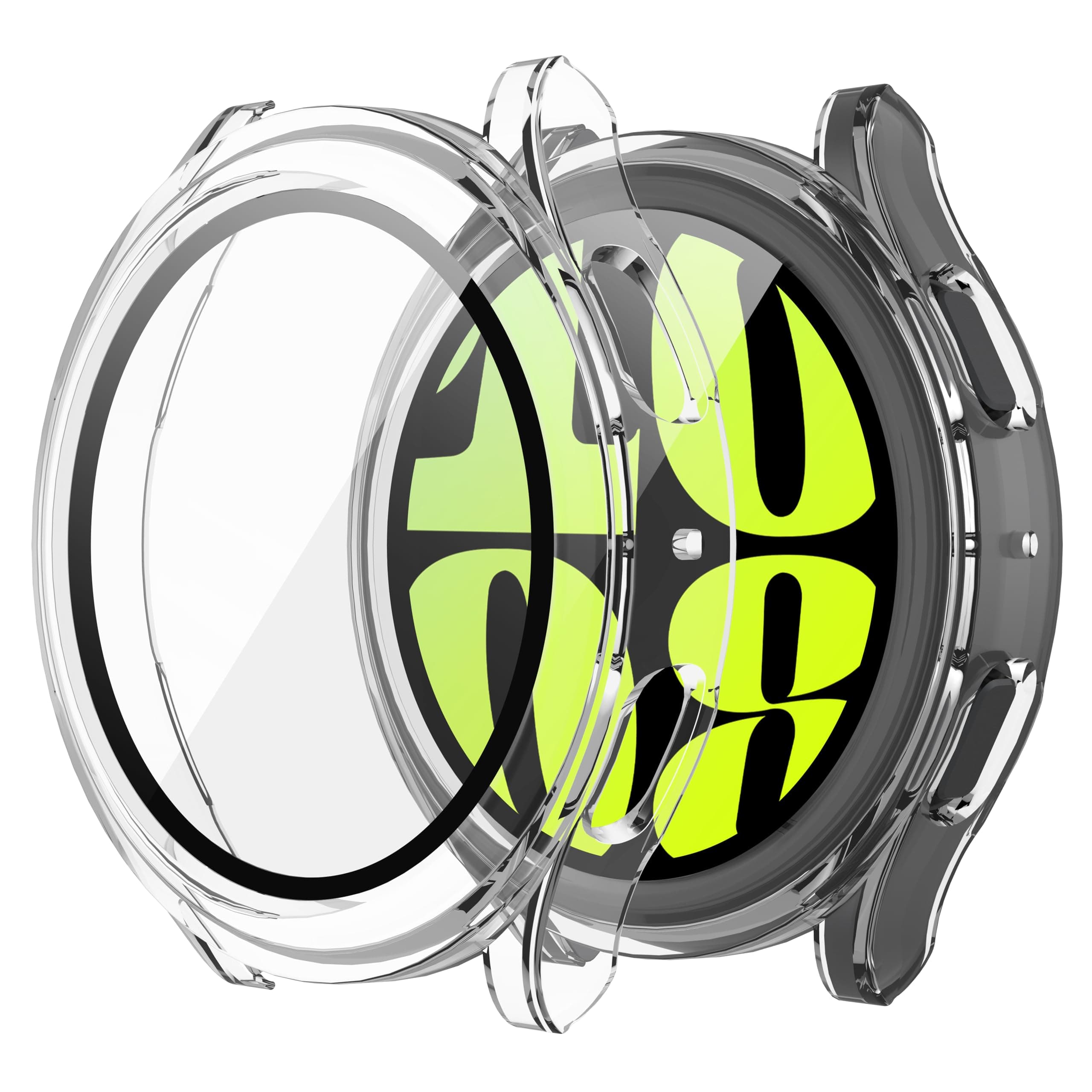 Misxi 2-Pack Hard PC Screen Protector Case with Tempered Glass, Compatible for Samsung Galaxy Watch 6 44mm, Ultra-Thin Scratch Resistant Anti-Slip Cover for Galaxy Watch6, Transparent