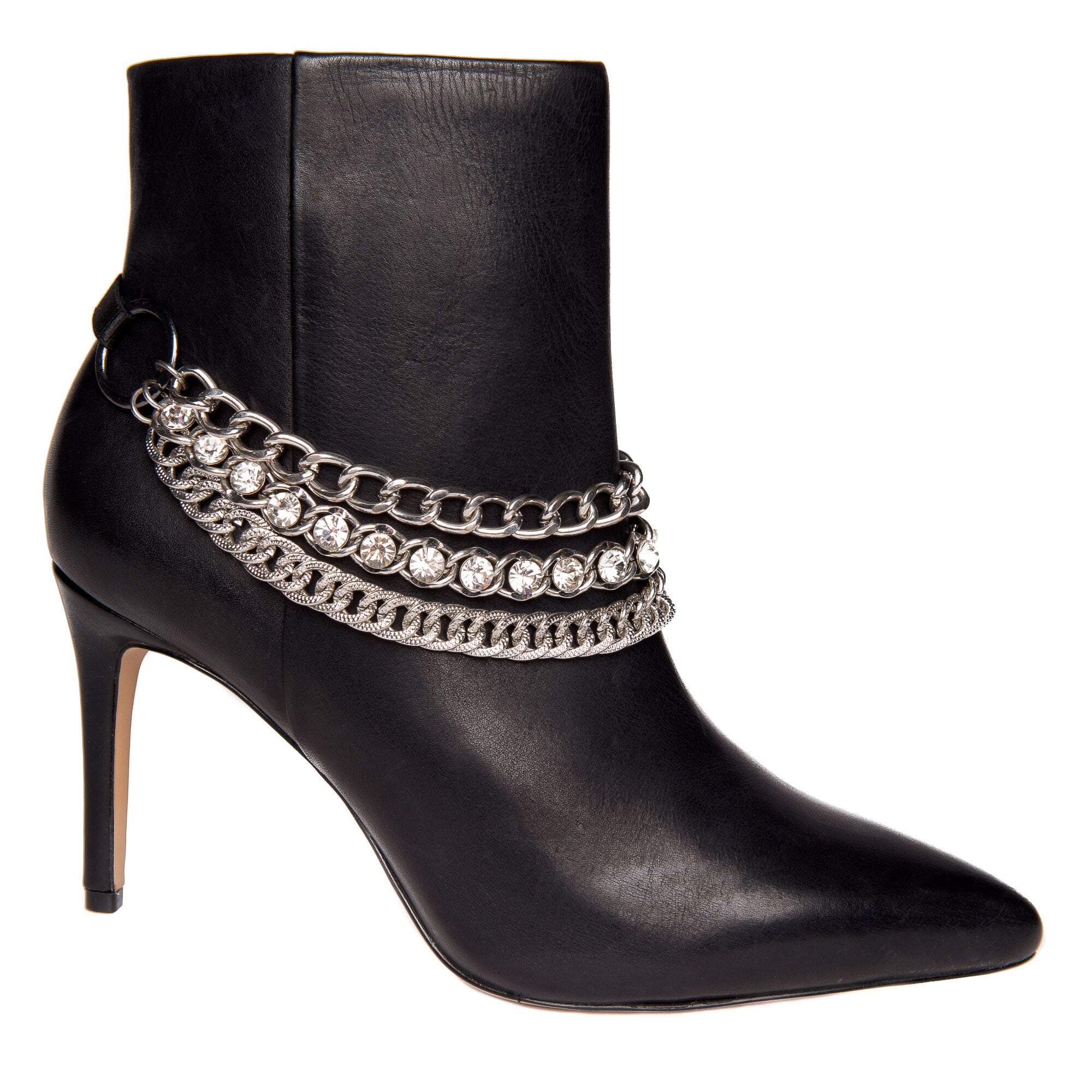 Women's Triple Chain & Rhinestone Boot Straps