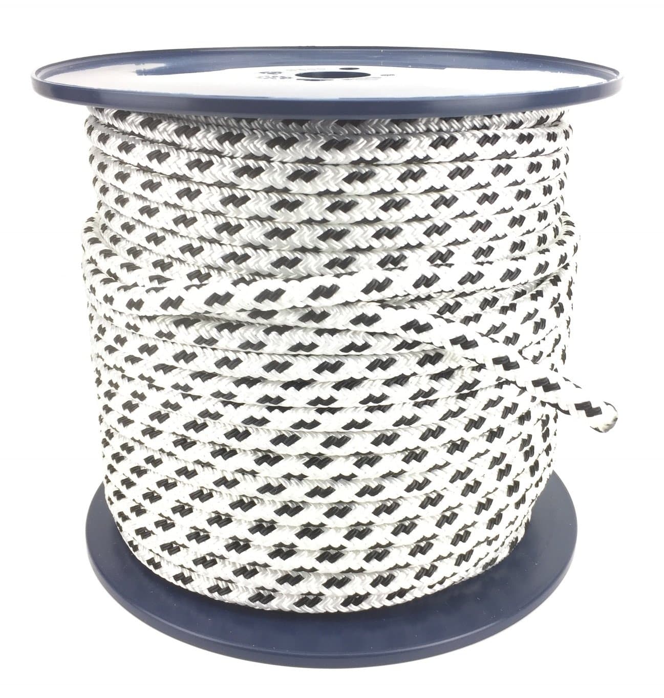 12mm White & Black Double Braid Polyester Rope, Braid On Braid Choose Length - 2957 KG Break Load