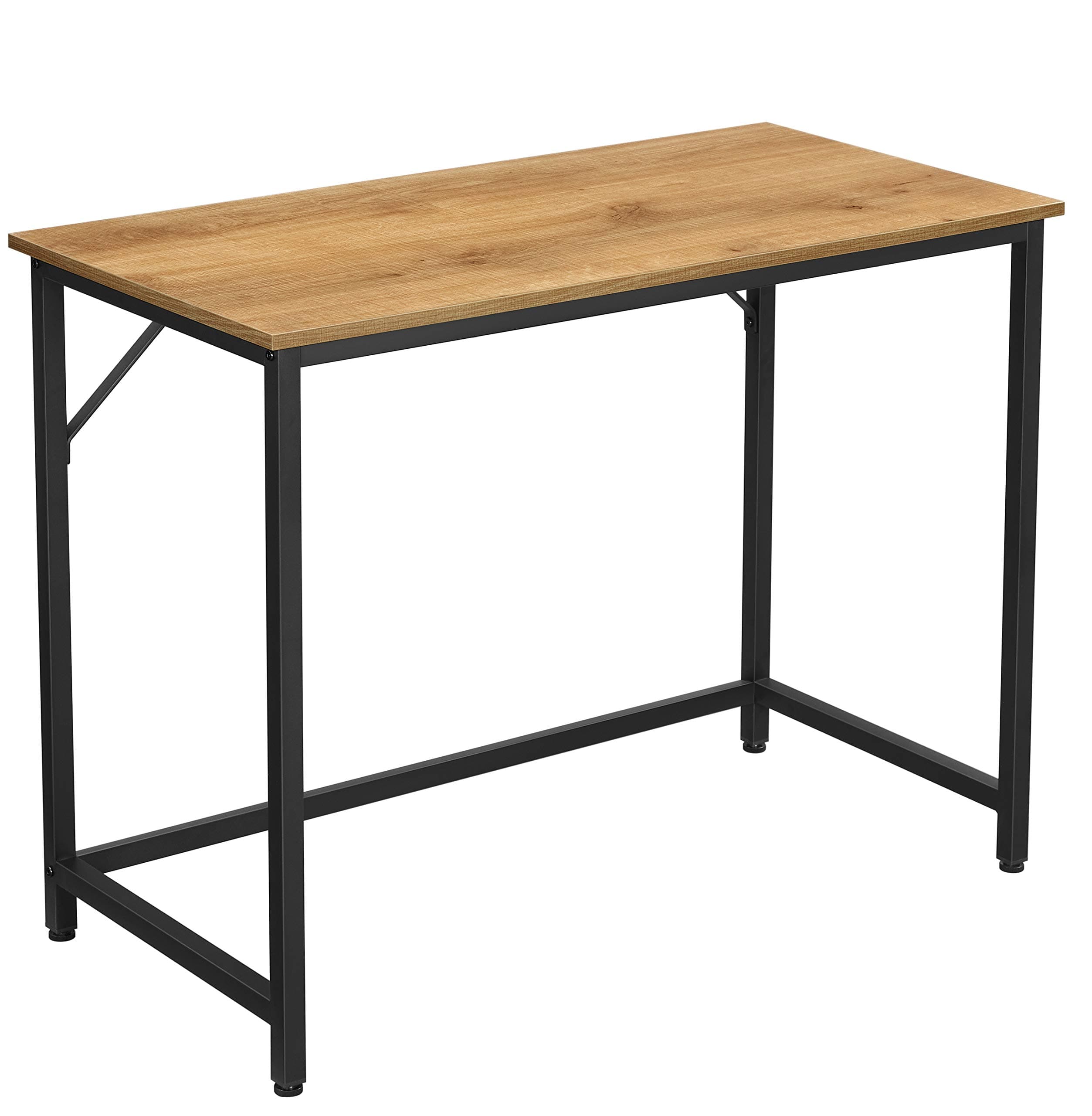 VASAGLEComputer Desk, 39-Inch Writing Desk, Home Office Small Study Workstation, Industrial Style PC Laptop Table, Simple Assembly, Steel Frame, Honey Brown and Black ULWD041B05