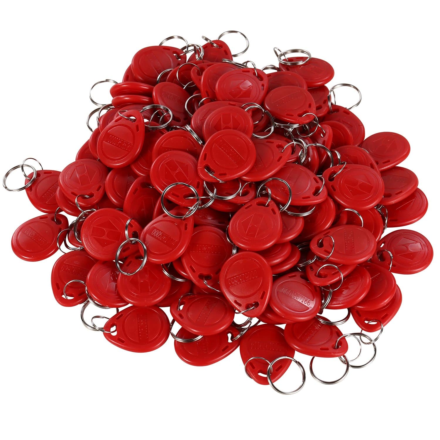 125khz RFID Smart EM ID Read Only Entry Access Keyfob Tag Token Keychain Card Color Red (100 Pack)
