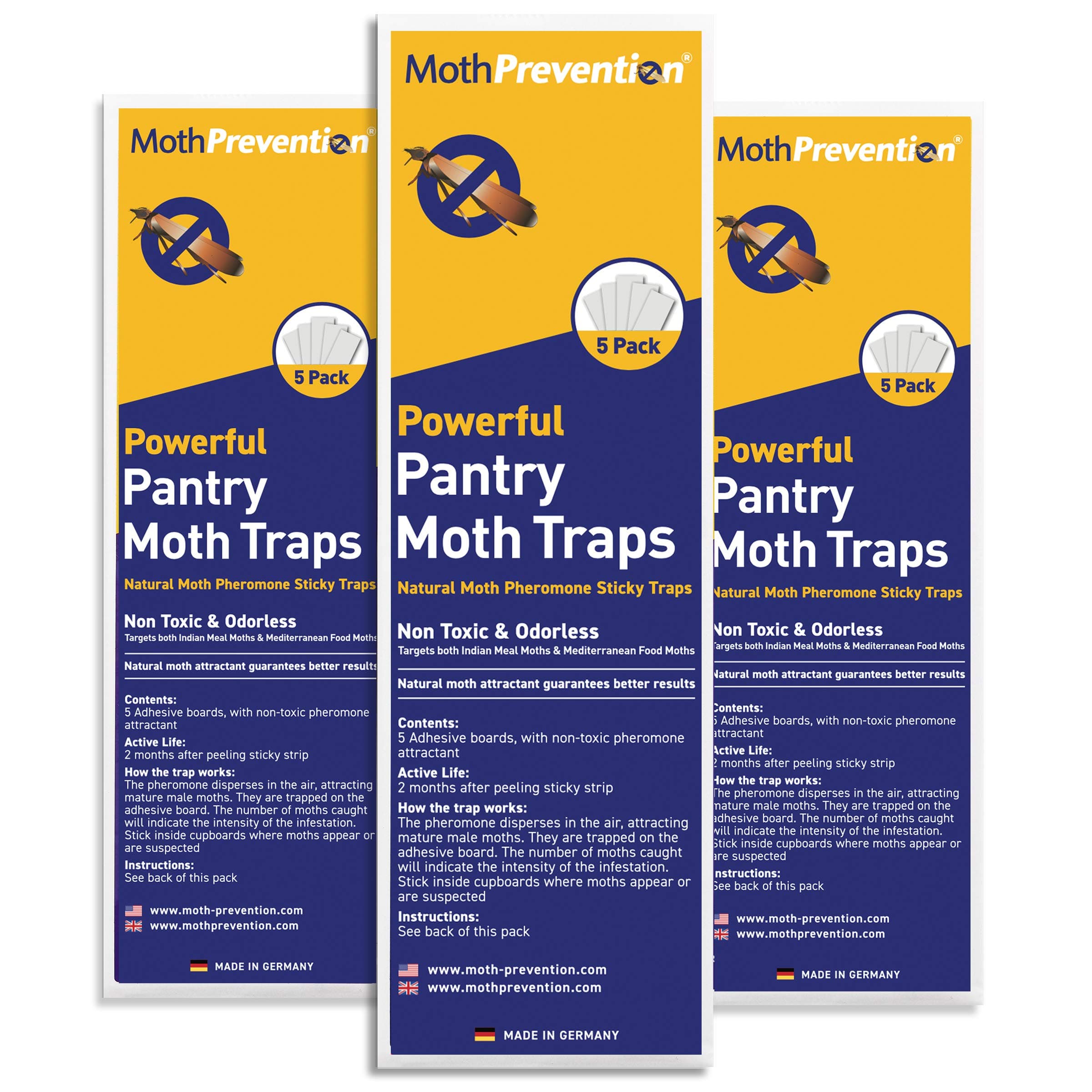 ClothesPro Powerful Pantry Moth Trap 15-Pack | Pantry Moth Killer Traps by MothPrevention | Odor-Free & Natural | Best Catch-Rate for Kitchen Moths on The Market! - Results Guaranteed