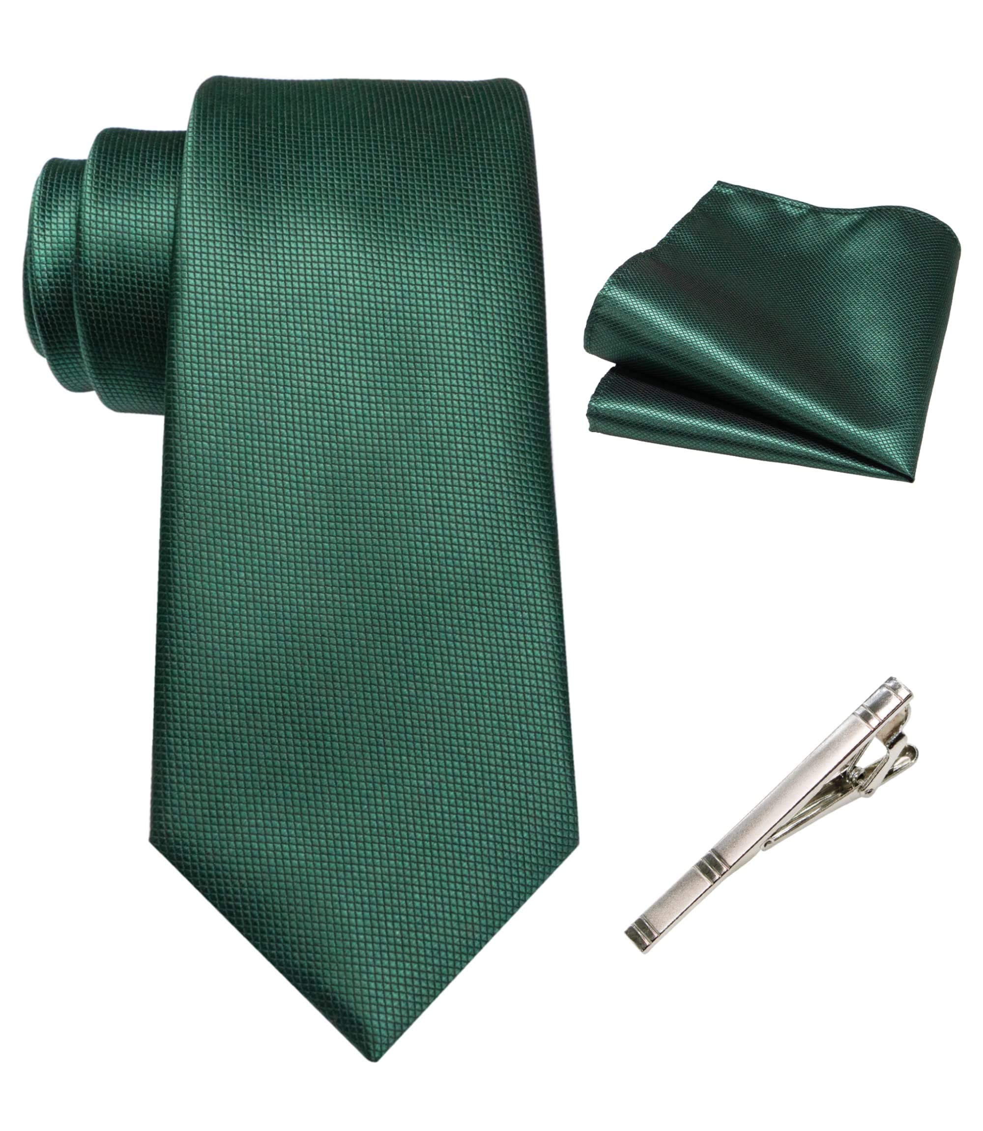 RBOCOTT8cm Solid Color Tie and Pocket Square with Tie Clip Sets for Men