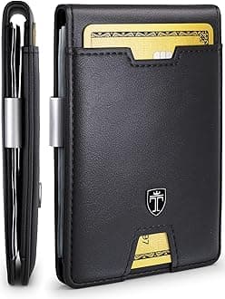 Mens Slim Wallet with Money Clip AUSTIN RFID Blocking Bifold Credit Card Holder for Men with Gift Box (Black), Black