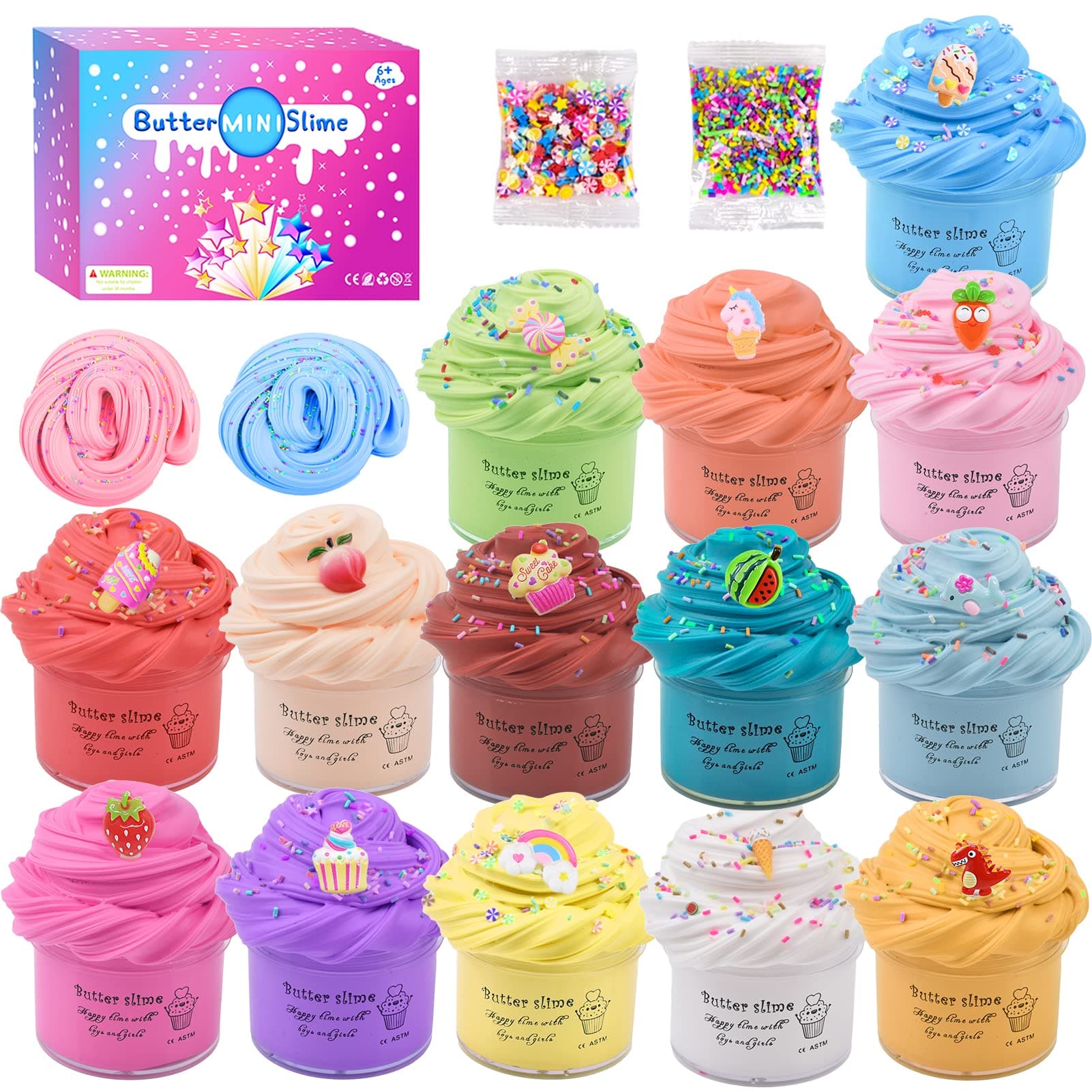 14 Pack Slime Kit Super Mini Butter Slime,Different kinds of color Scented Funny Slimes,Soft and Non-Sticky for Girls and Boys,Party Favor