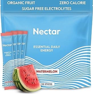 Nectar Energy Booster - Organic Caffeine, B12 & Electrolytes - Sugar Free & Zero Calorie – Healthy Coffee, Energy Drink & Soda Alternative – Hydration & Energy Supplement (Watermelon 30 Packets)