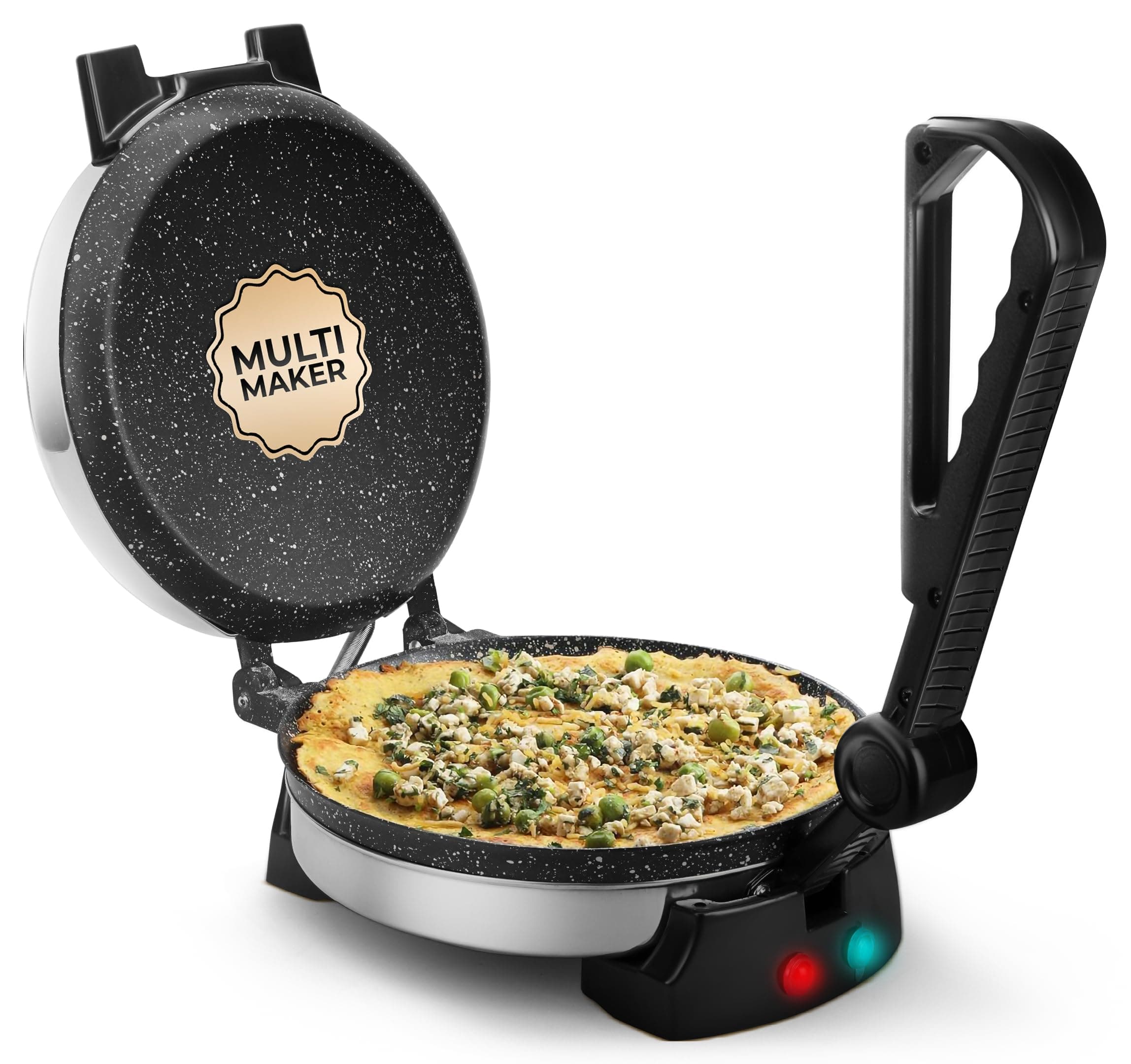 Longway Multi Master 1000W Electric Roti Maker | 8.5-Inch Non-Stick Plates, Durable Grip Handle | Roti, Chapati, Paratha, Dosa, Tortilla, Omelette & Chilla Maker (Silver)
