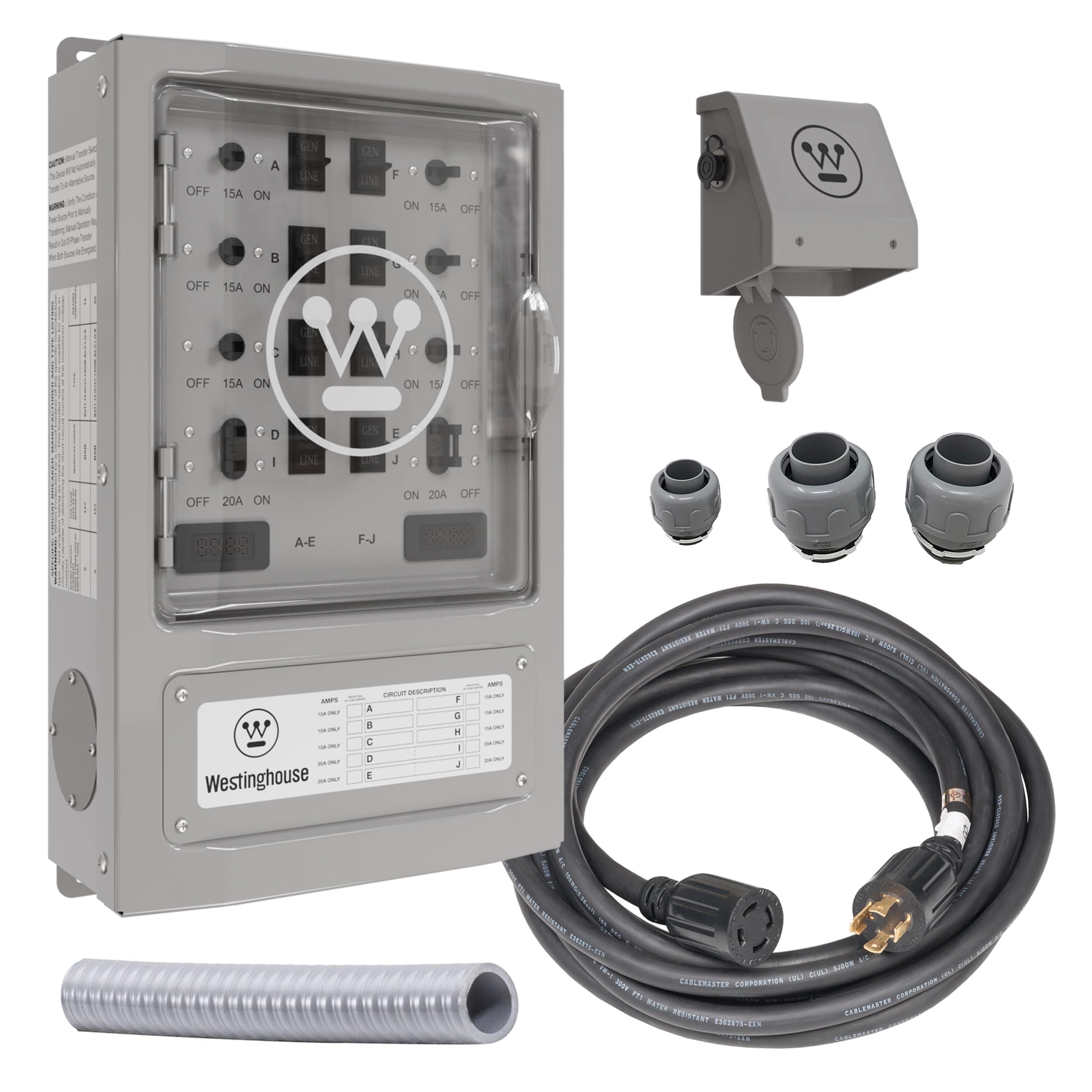 30 Amp Transfer Switch Kit with 8 Circuits, Compatible with Generators up to 7500 Running Watts,Grey