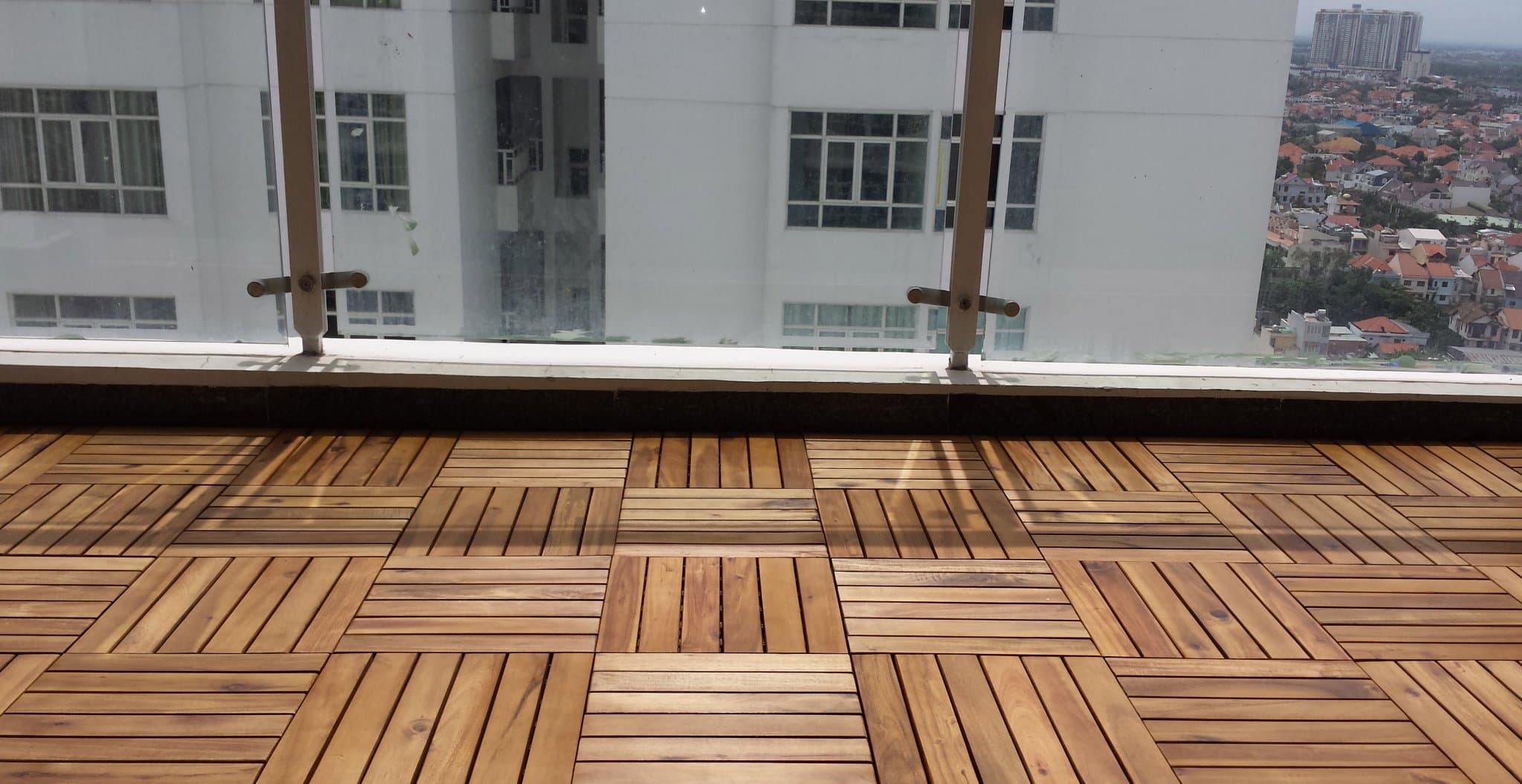 Solid Acacia Decking Tiles, 6 slats, Made in Vietnam, Box of 18