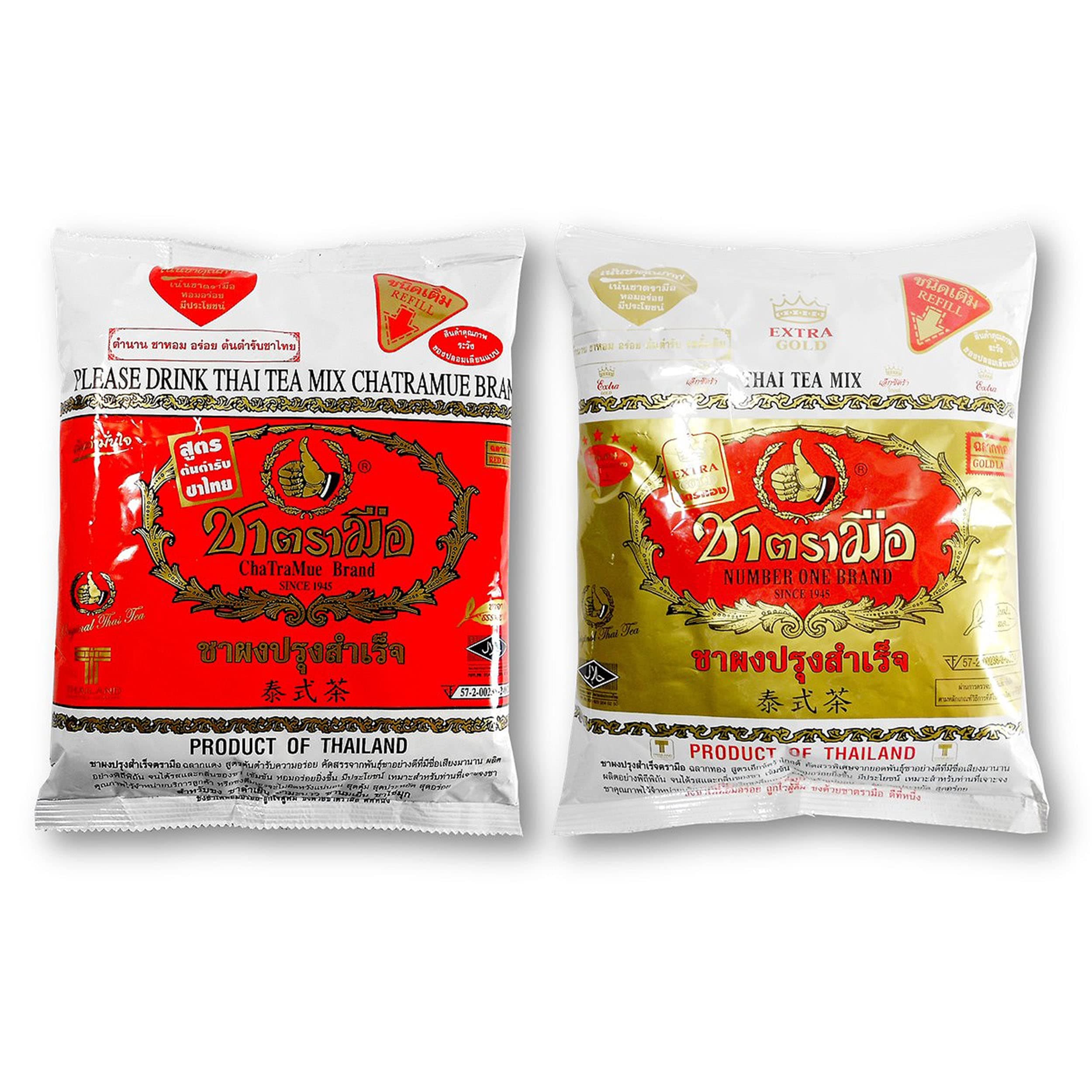 Thai Tea Combo Pack: 1 Bag Red Label & 1 Bag Extra Gold Label (400g X 2)