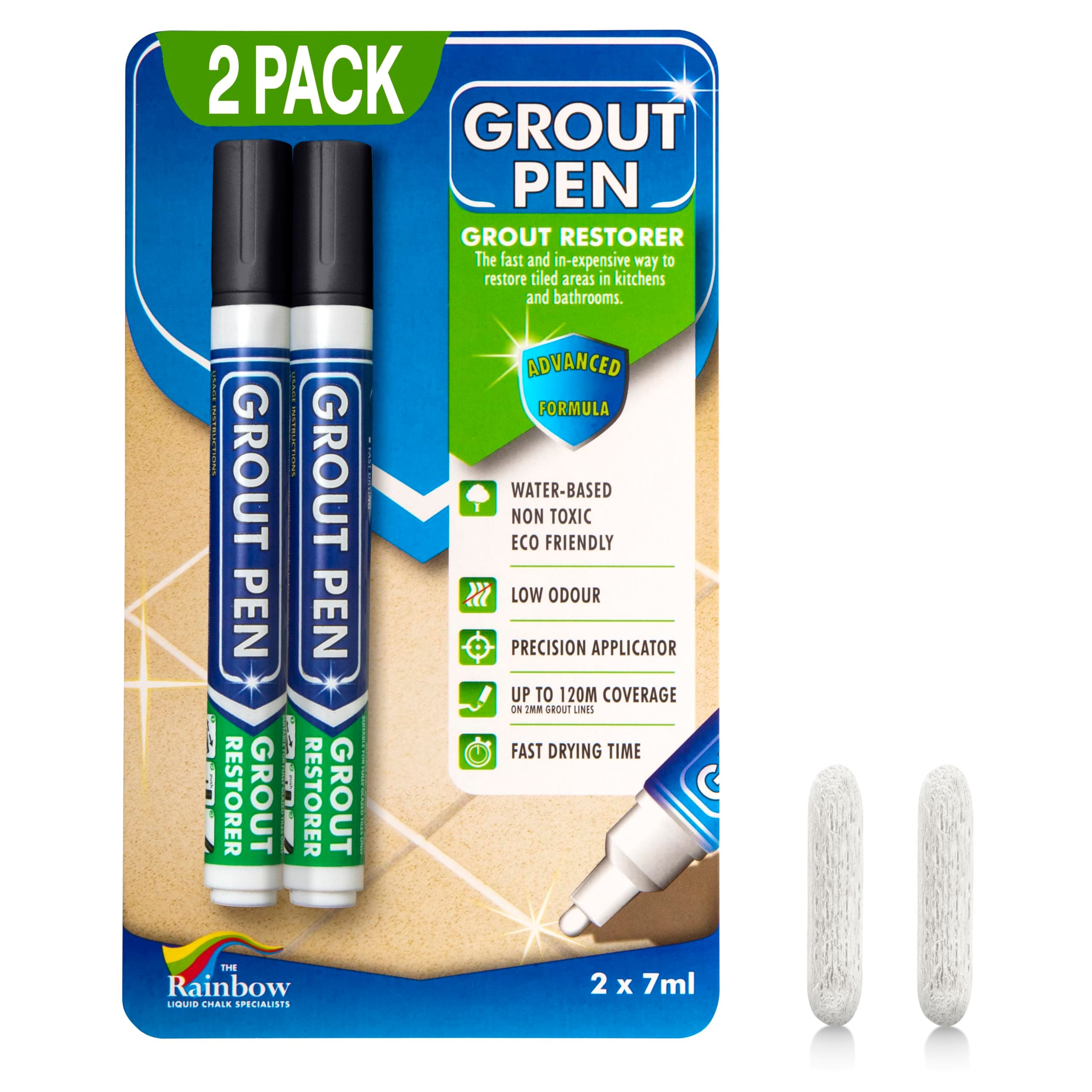 Twin Pack (Black) Grout Pen - Designed for Restoring Tile Grout in Bathrooms and Kitchens, Black