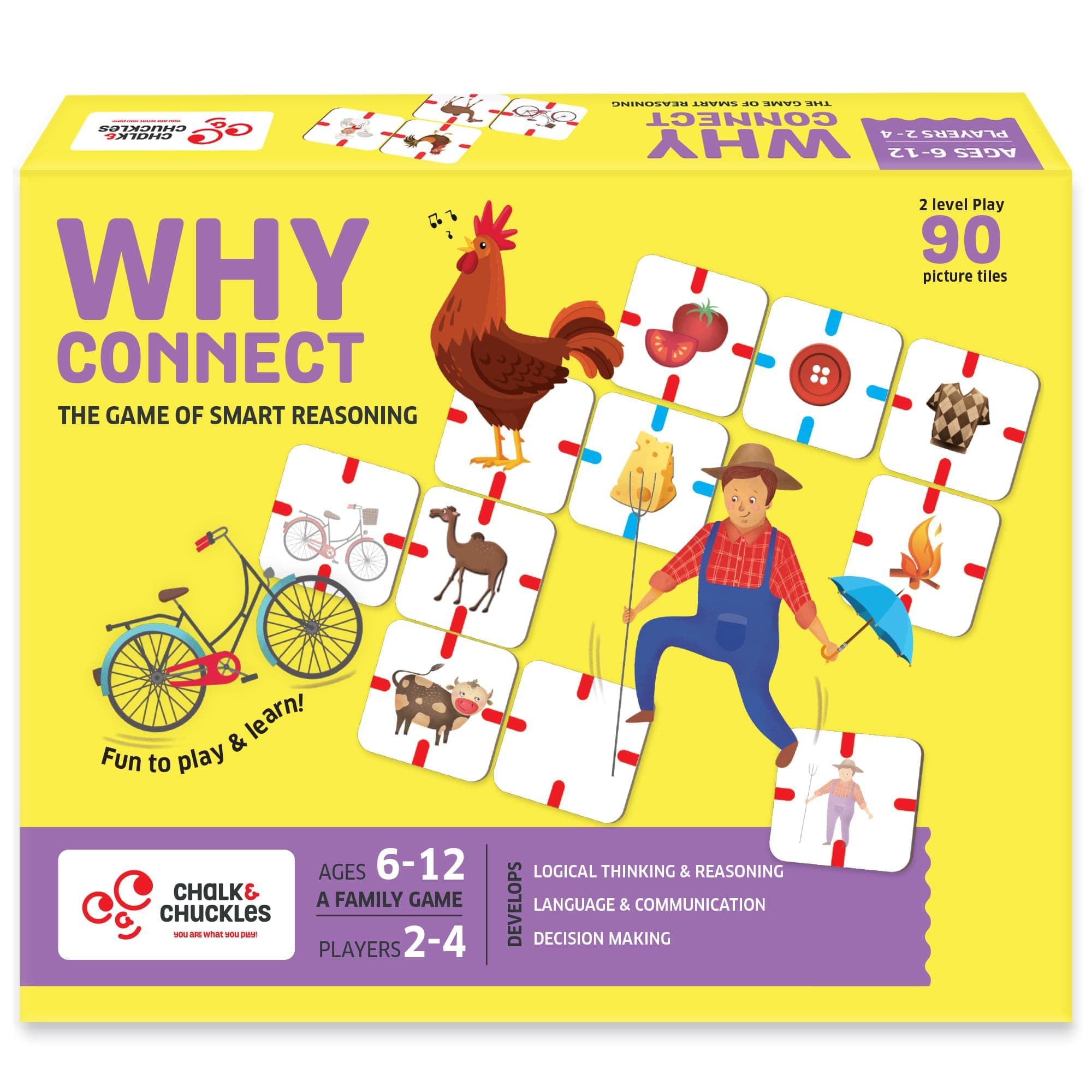 Why Connect Board Game, 2-4 Players, Ages 6+, Super Fun Family Game, Gifts for Kids 5+ Years