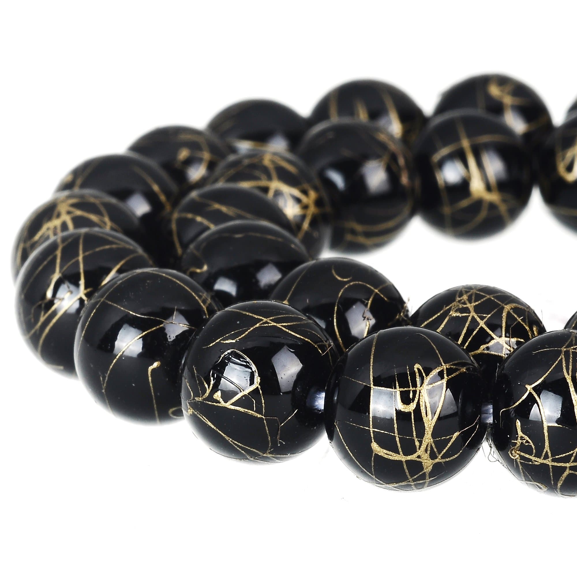 RUBYCA Round Druk Czech Crystal Pressed Glass Beads for Jewelry Making 8mm Strand (Black)