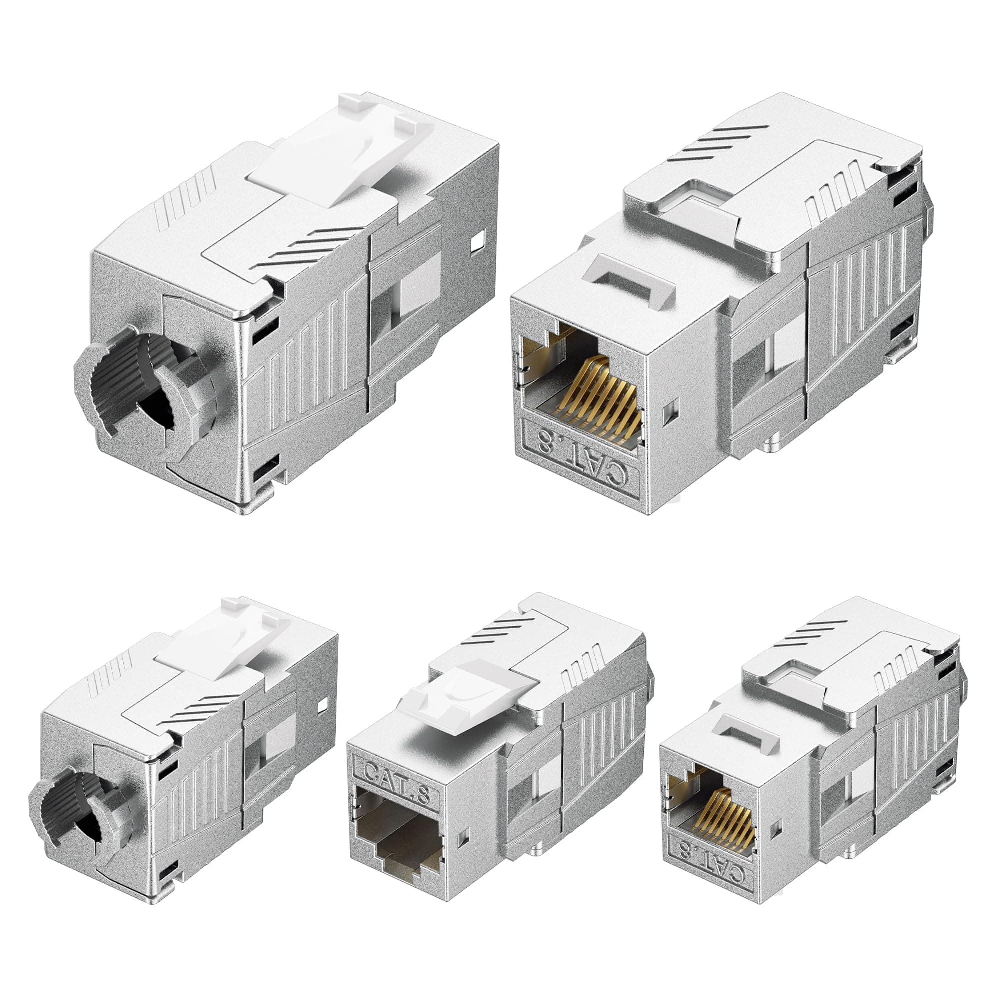 [UL Listed] 5-Pack 40Gbps Shielded RJ45 Cat 8, Cat8 Keystone Jack for Patch Panel, Wall Plate