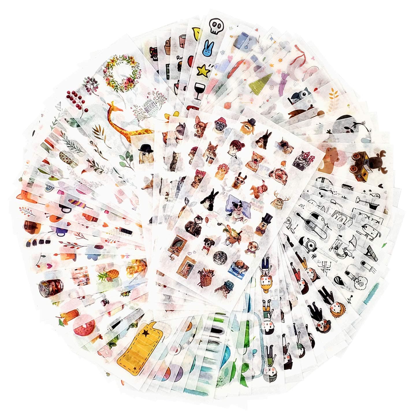 Mayplous 12 Pack Washi Sticker Set - 72 Sheets Decorative Stickers for Journals, Planners & Scrapbooks | Adhesive Embellishments for DIY Cards, Albums & Craft Projects (Innocence)