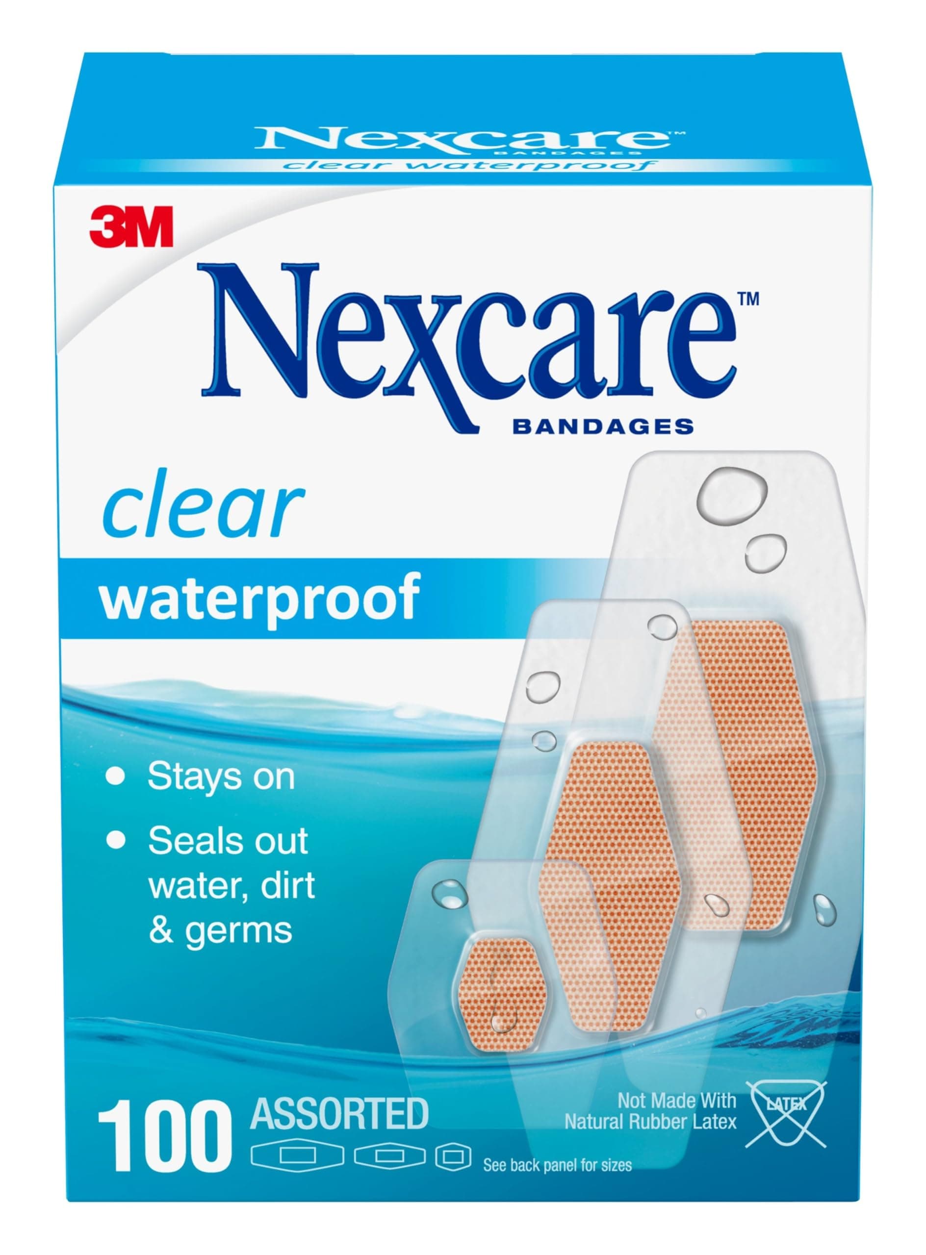 Waterproof Assorted Bandages (3 m) 100 Count