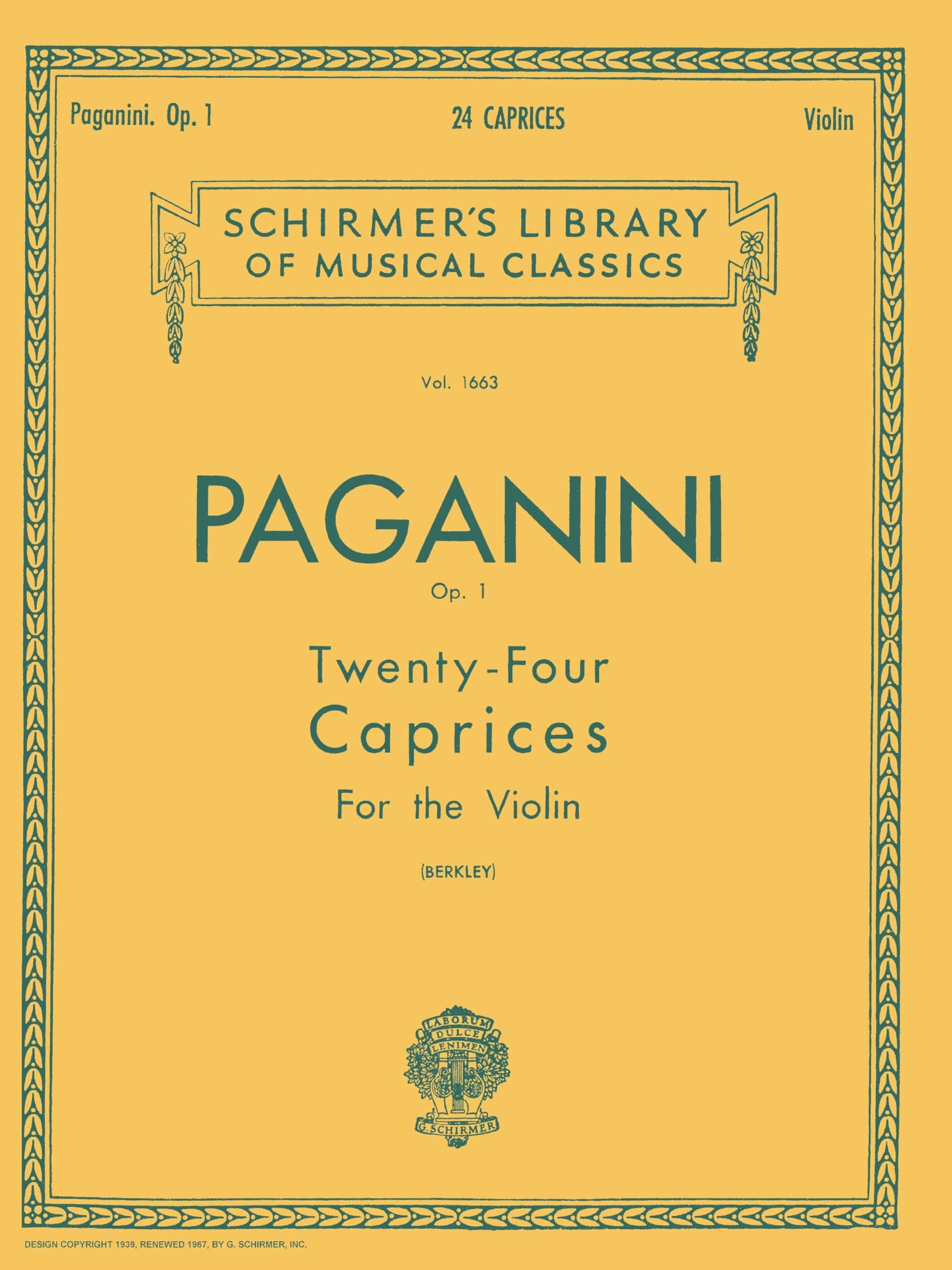 24 Caprices, Op. 1: Schirmer Library of Classics Volume 1663 Violin Solo